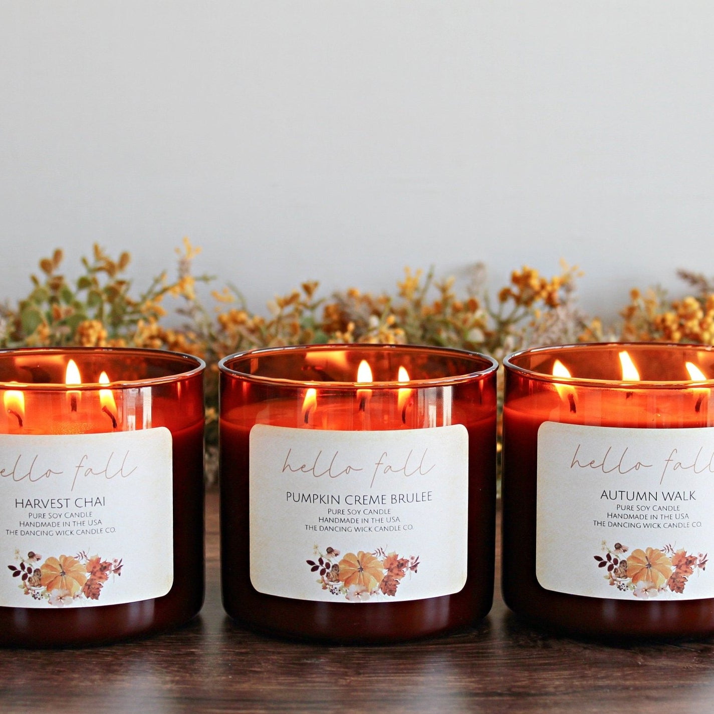 3 Wick Fall Pumpkin Candle - The Dancing Wick