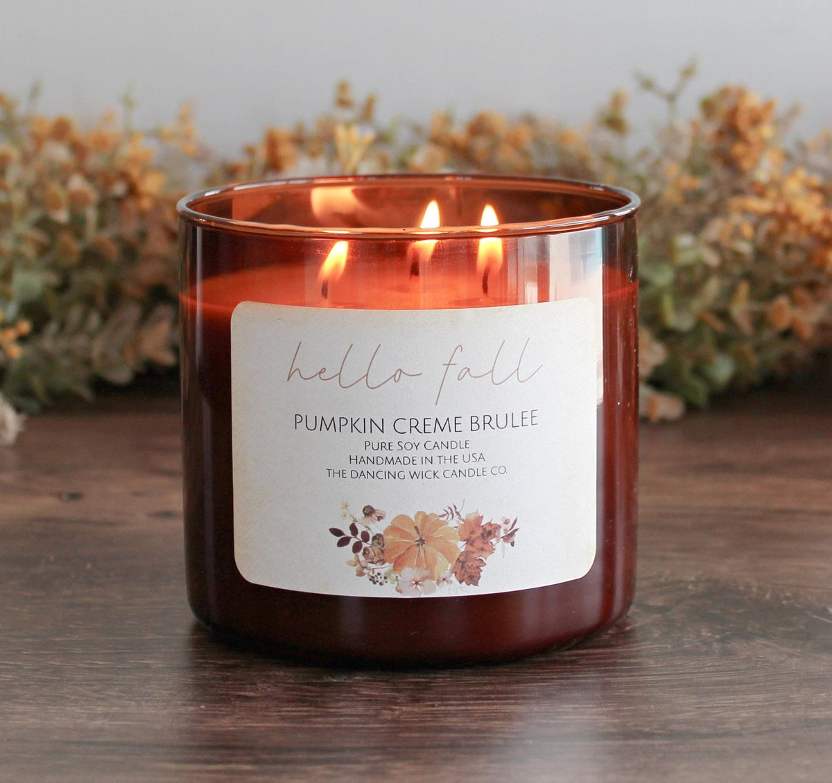 3 Wick Fall Pumpkin Candle - The Dancing Wick