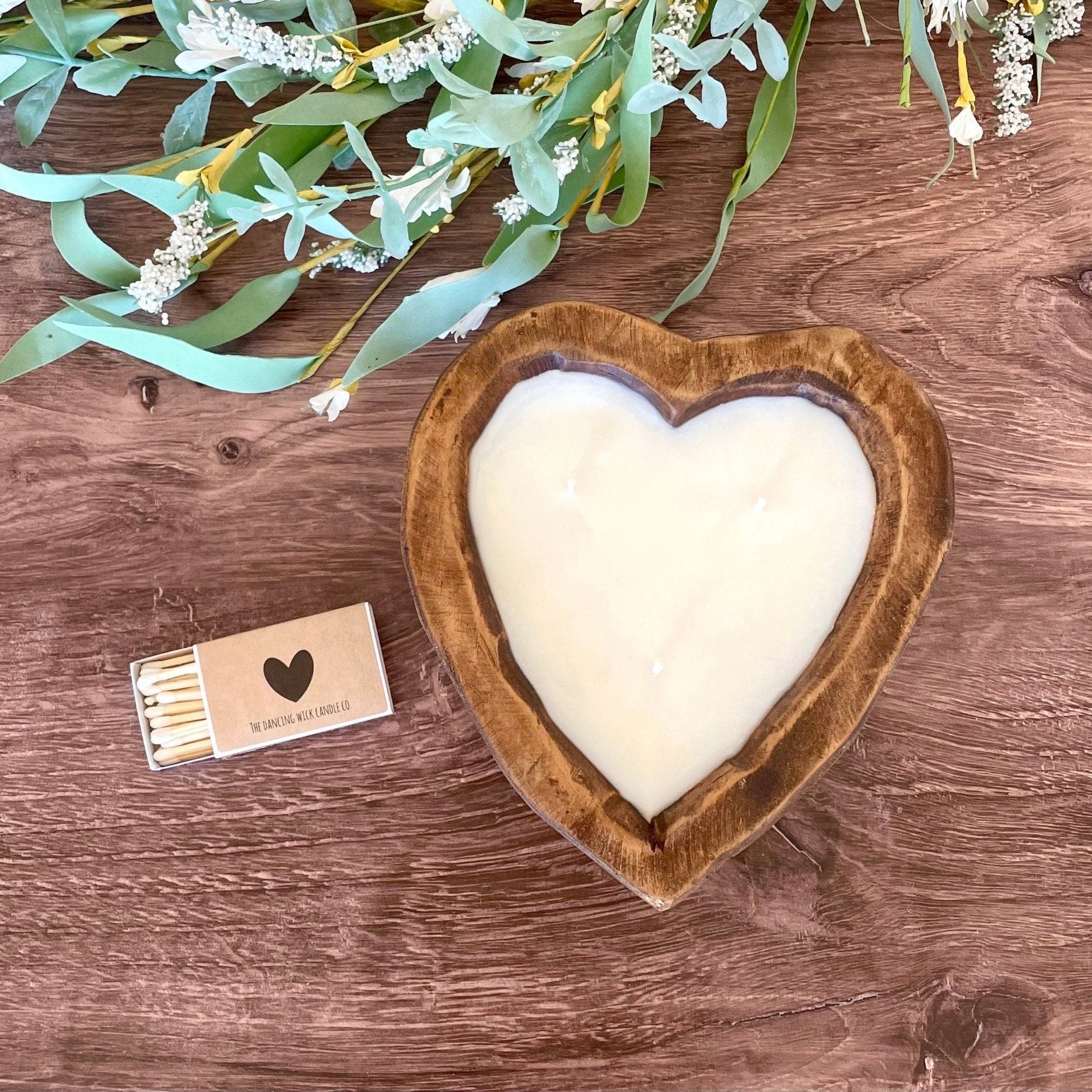 3 Wick Heart Dough Bowl Candle - The Dancing Wick