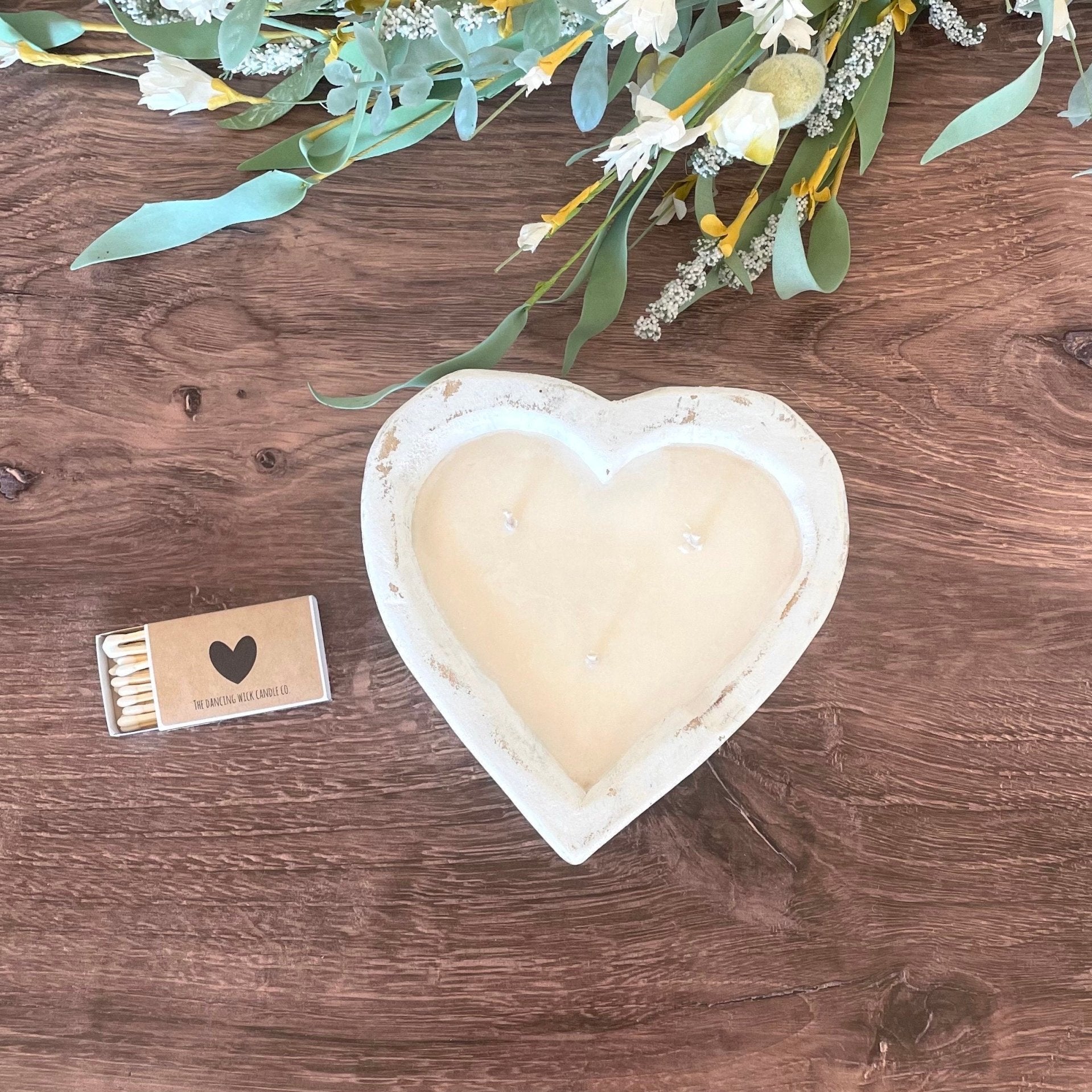 3 Wick Heart Dough Bowl Candle - The Dancing Wick