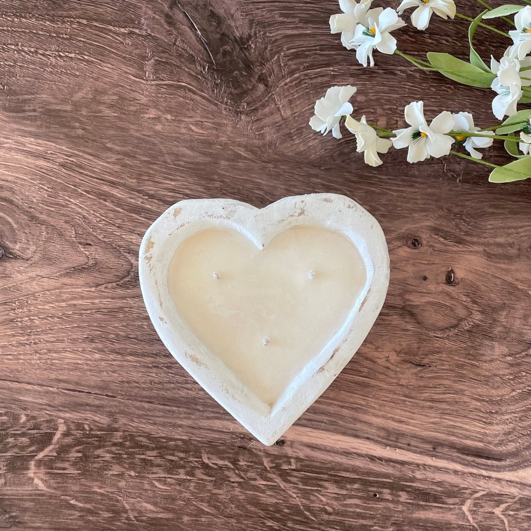 3 Wick Heart Dough Bowl Candle - The Dancing Wick