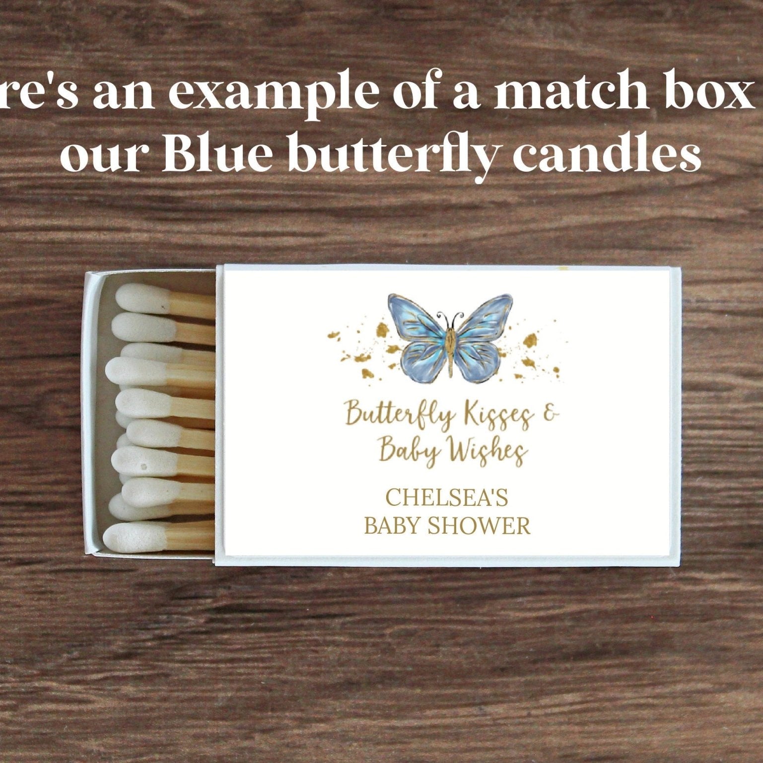 Add Custom Matches for Baby Shower Favors - The Dancing Wick