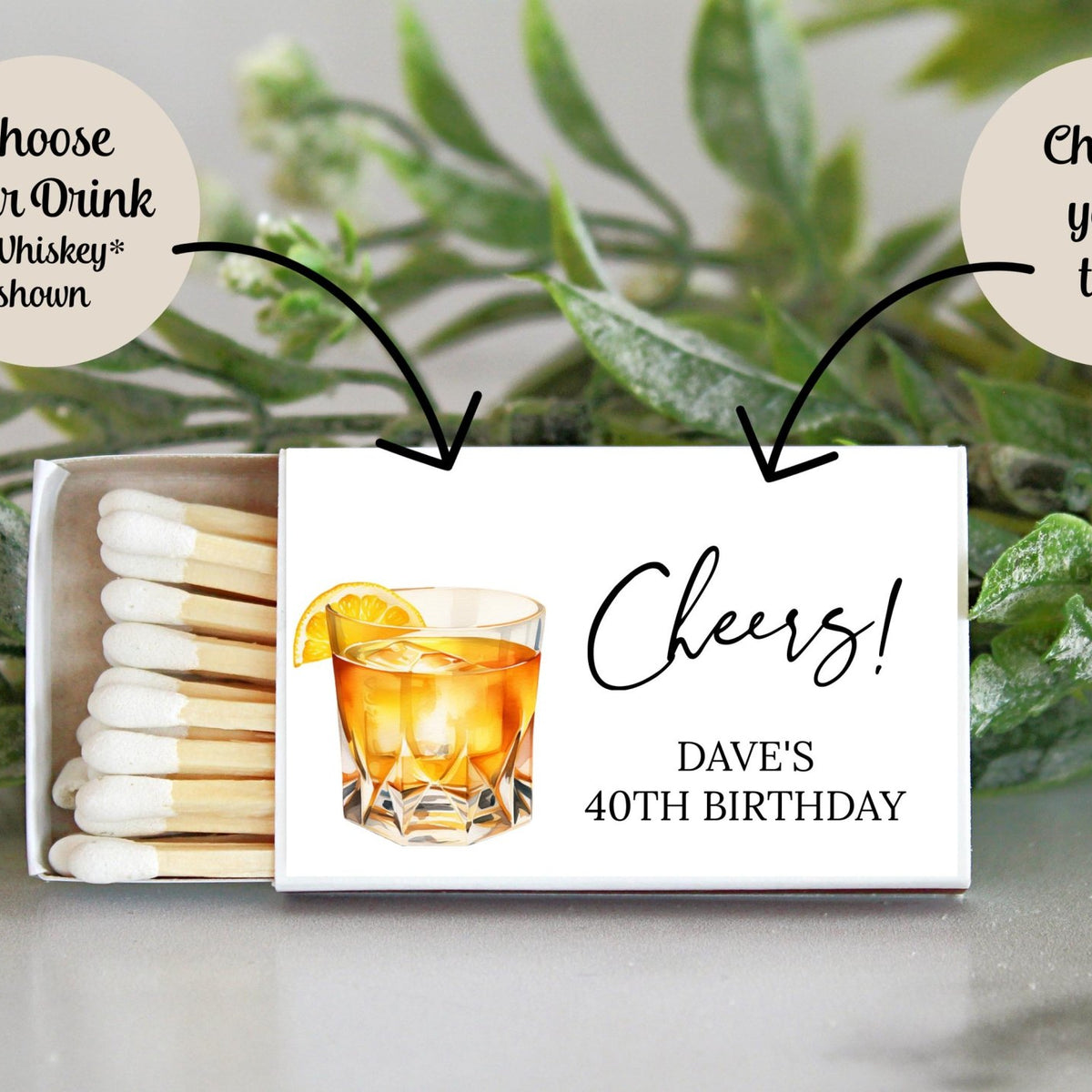 Adult "Cheers" Birthday Party Match Box - Set of 10 - The Dancing Wick