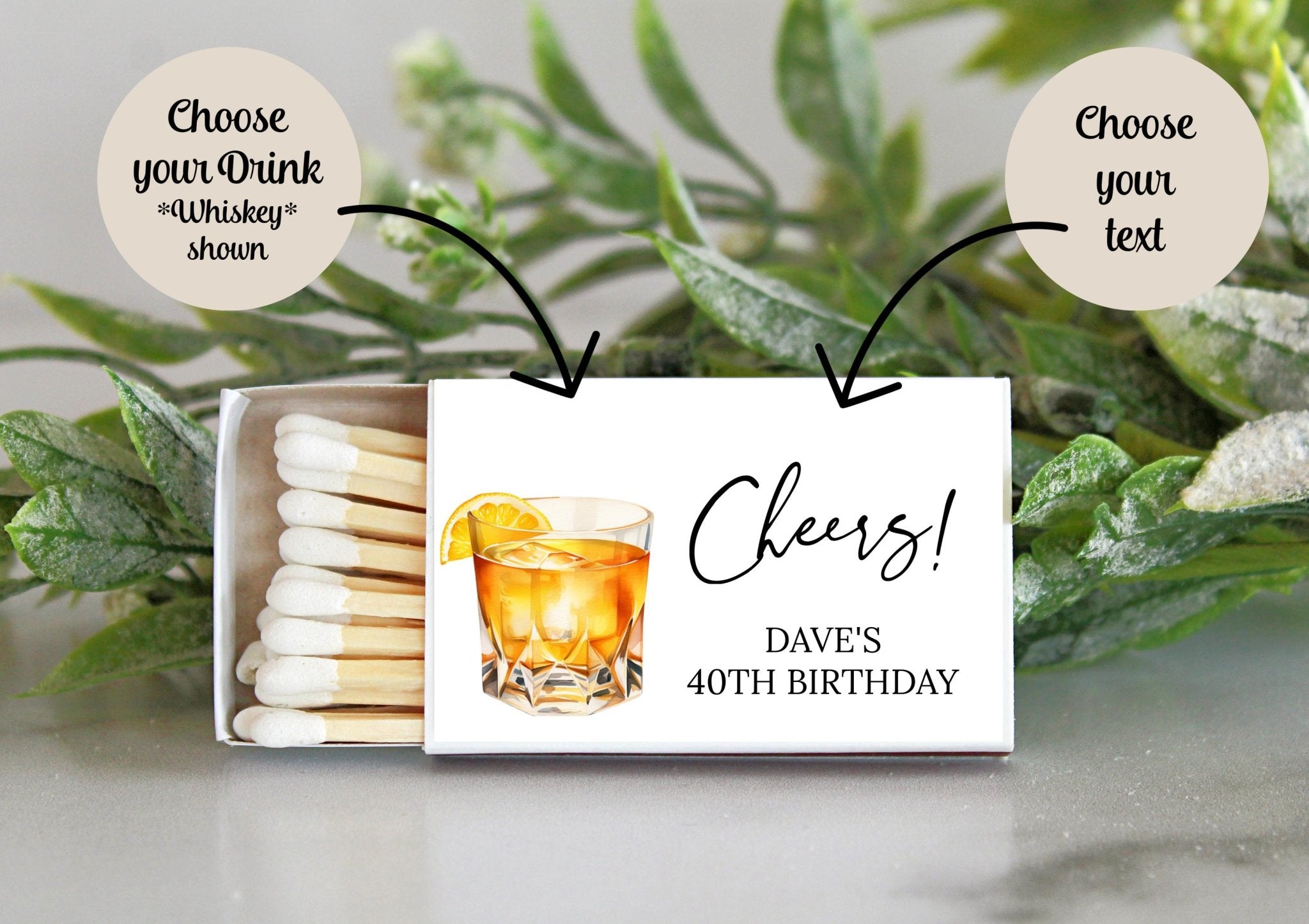 Adult "Cheers" Birthday Party Match Box - Set of 10 - The Dancing Wick