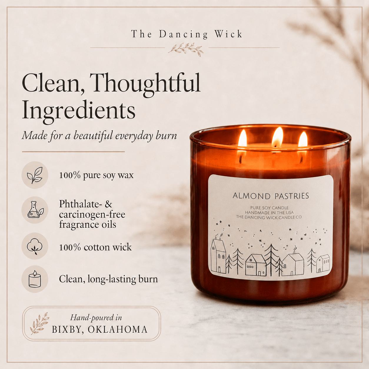 Almond Pastries - 3 Wick Christmas Tumbler Candle - The Dancing Wick