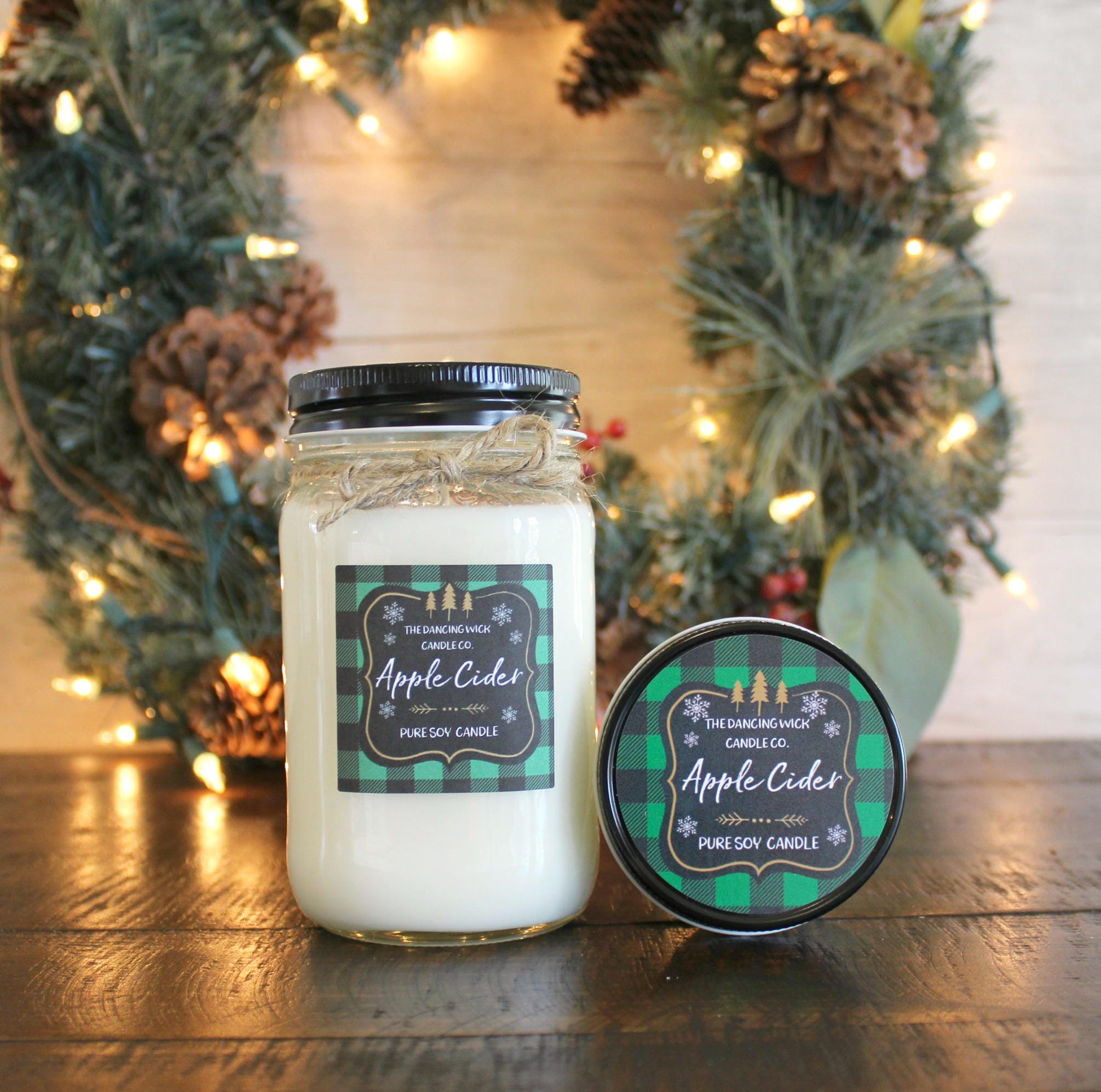 Apple Cider Buffalo Plaid Candle - The Dancing Wick