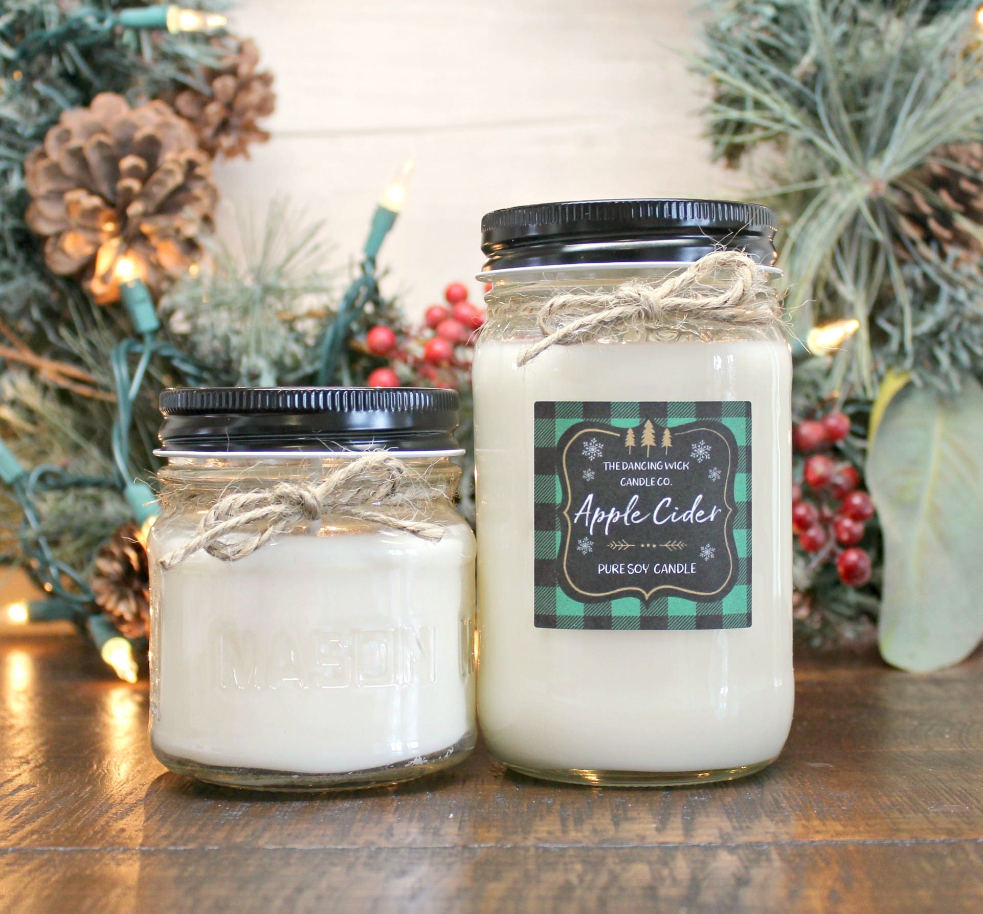 Apple Cider Buffalo Plaid Candle - The Dancing Wick