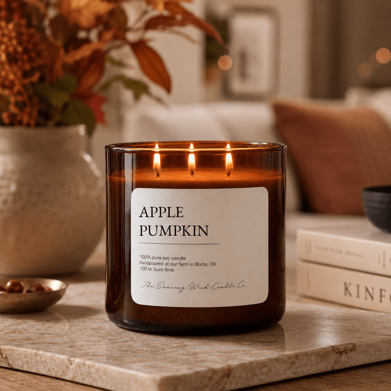 Apple Pumpkin - 3 Wick Everyday Tumbler Candle - The Dancing Wick