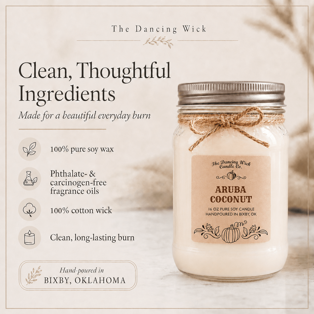 Aruba Coconut - Fall Candle - The Dancing Wick