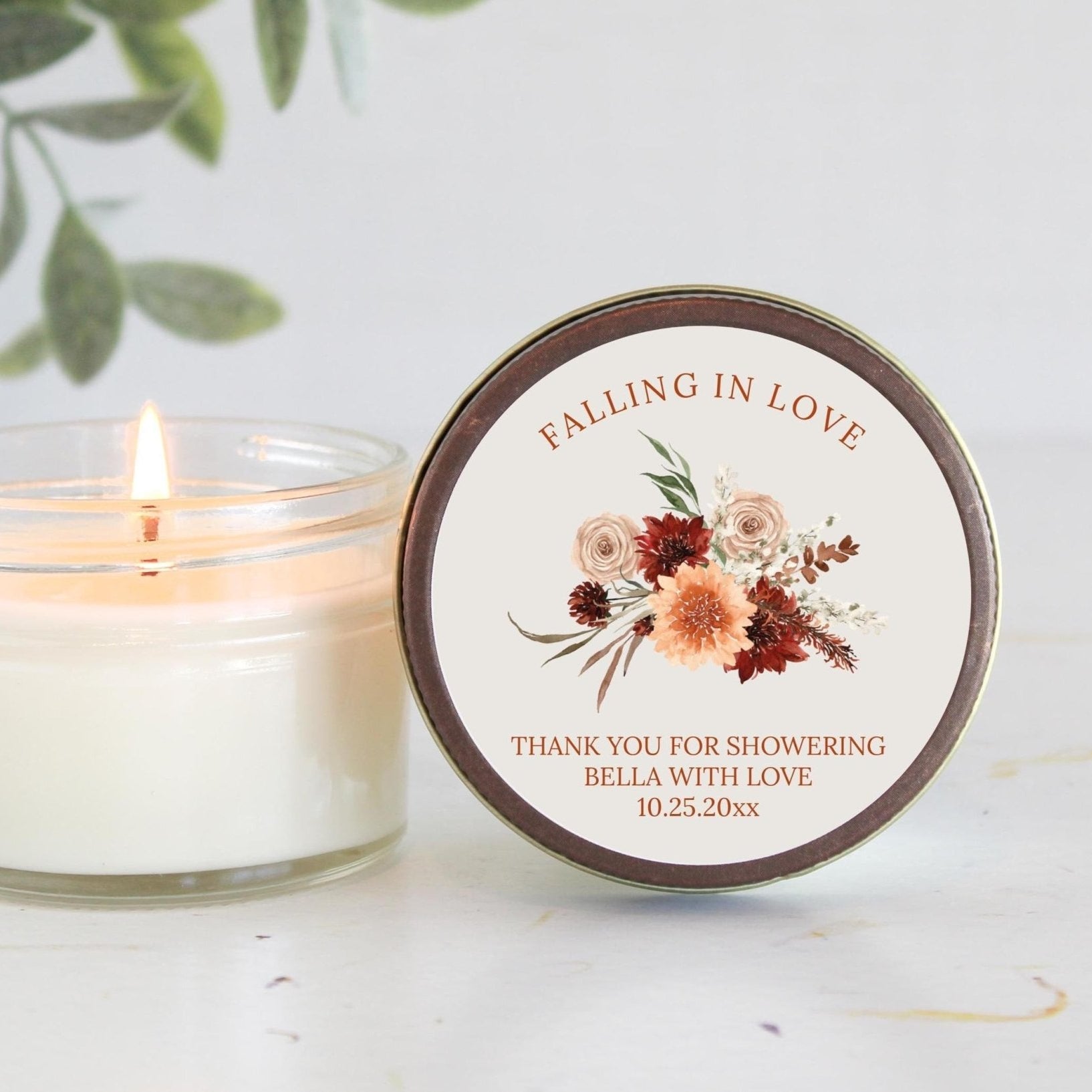 Autumn Wildflower Bridal Shower Candle Favors - The Dancing Wick