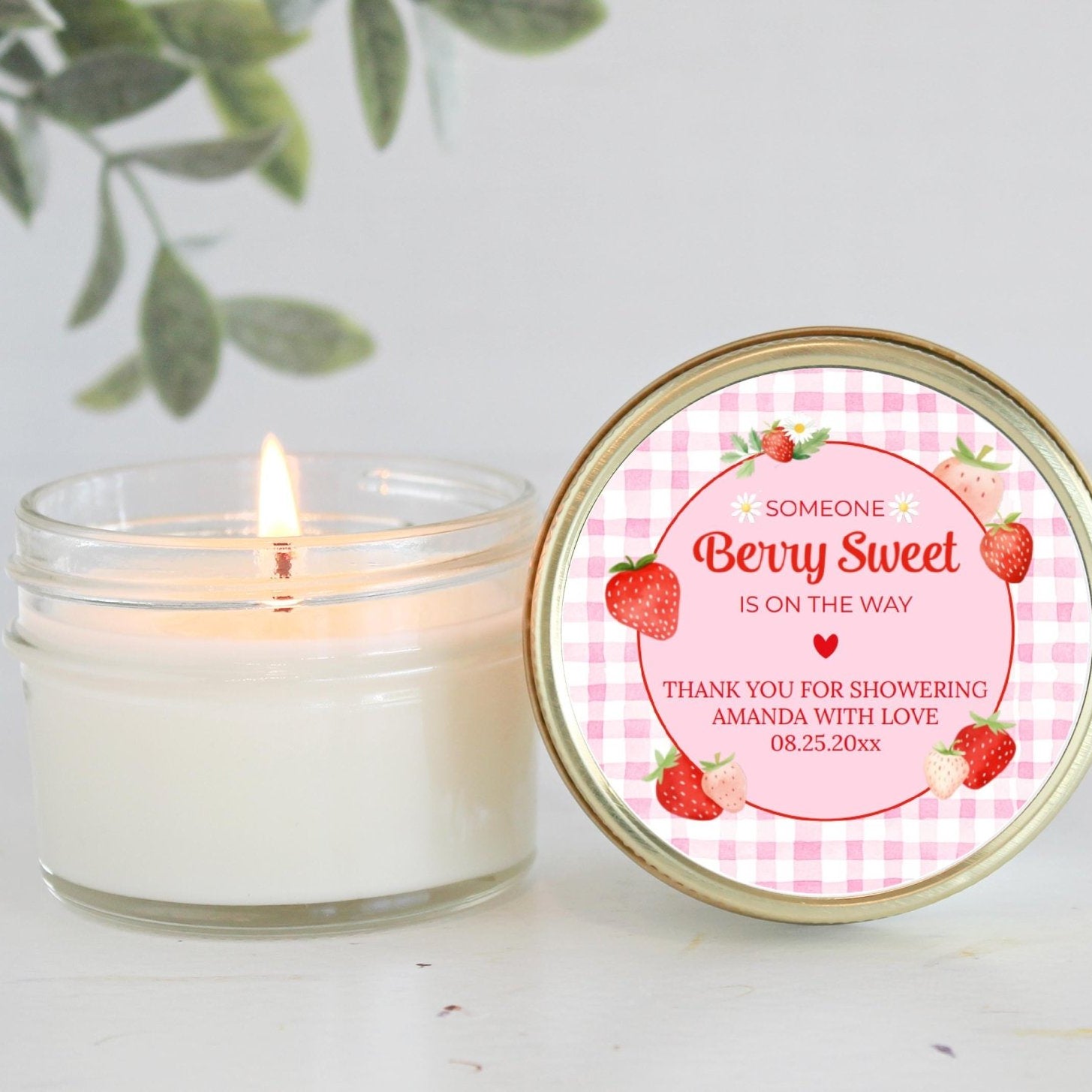 Berry Sweet Baby Shower & 1st Birthday Candle Favors / Personalized 4 oz. Soy Candle Favors / - The Dancing Wick