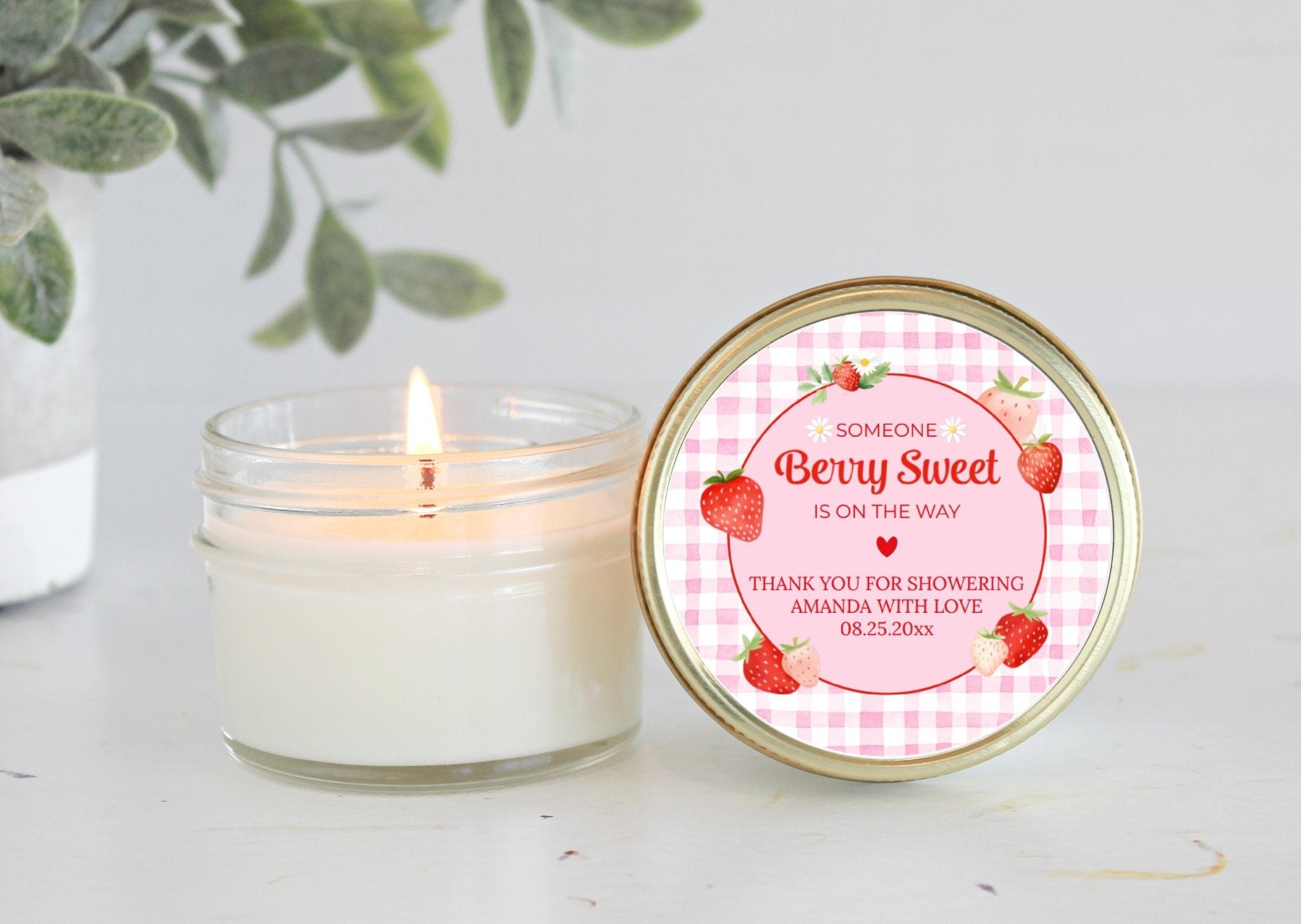 Berry Sweet Baby Shower & 1st Birthday Candle Favors / Personalized 4 oz. Soy Candle Favors / - The Dancing Wick