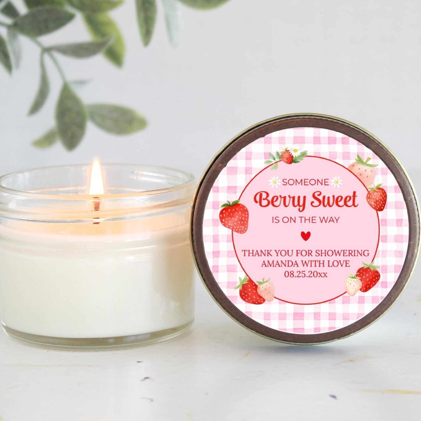 Berry Sweet Baby Shower & 1st Birthday Candle Favors / Personalized 4 oz. Soy Candle Favors / - The Dancing Wick