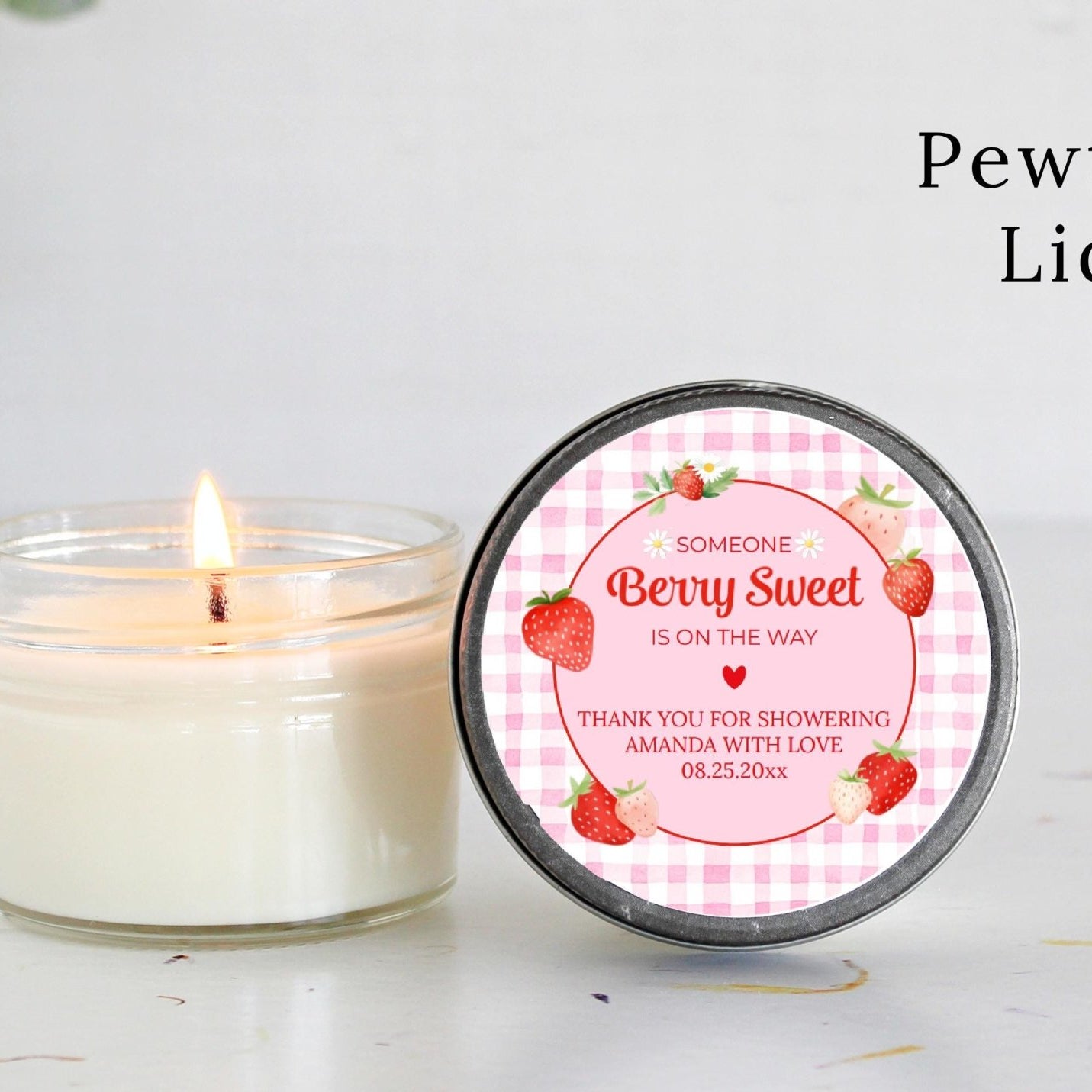 Berry Sweet Baby Shower & 1st Birthday Candle Favors / Personalized 4 oz. Soy Candle Favors / - The Dancing Wick