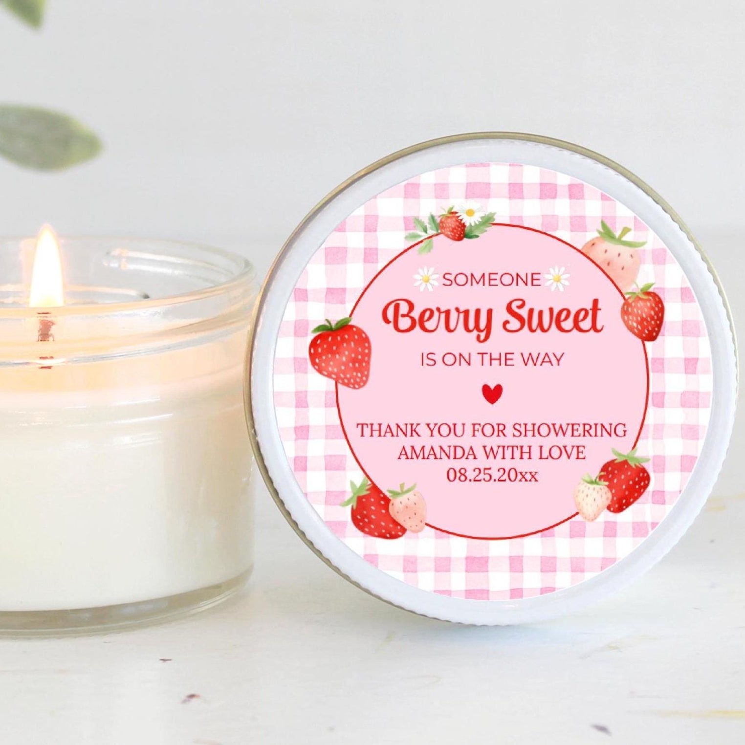 Berry Sweet Baby Shower & 1st Birthday Candle Favors / Personalized 4 oz. Soy Candle Favors / - The Dancing Wick