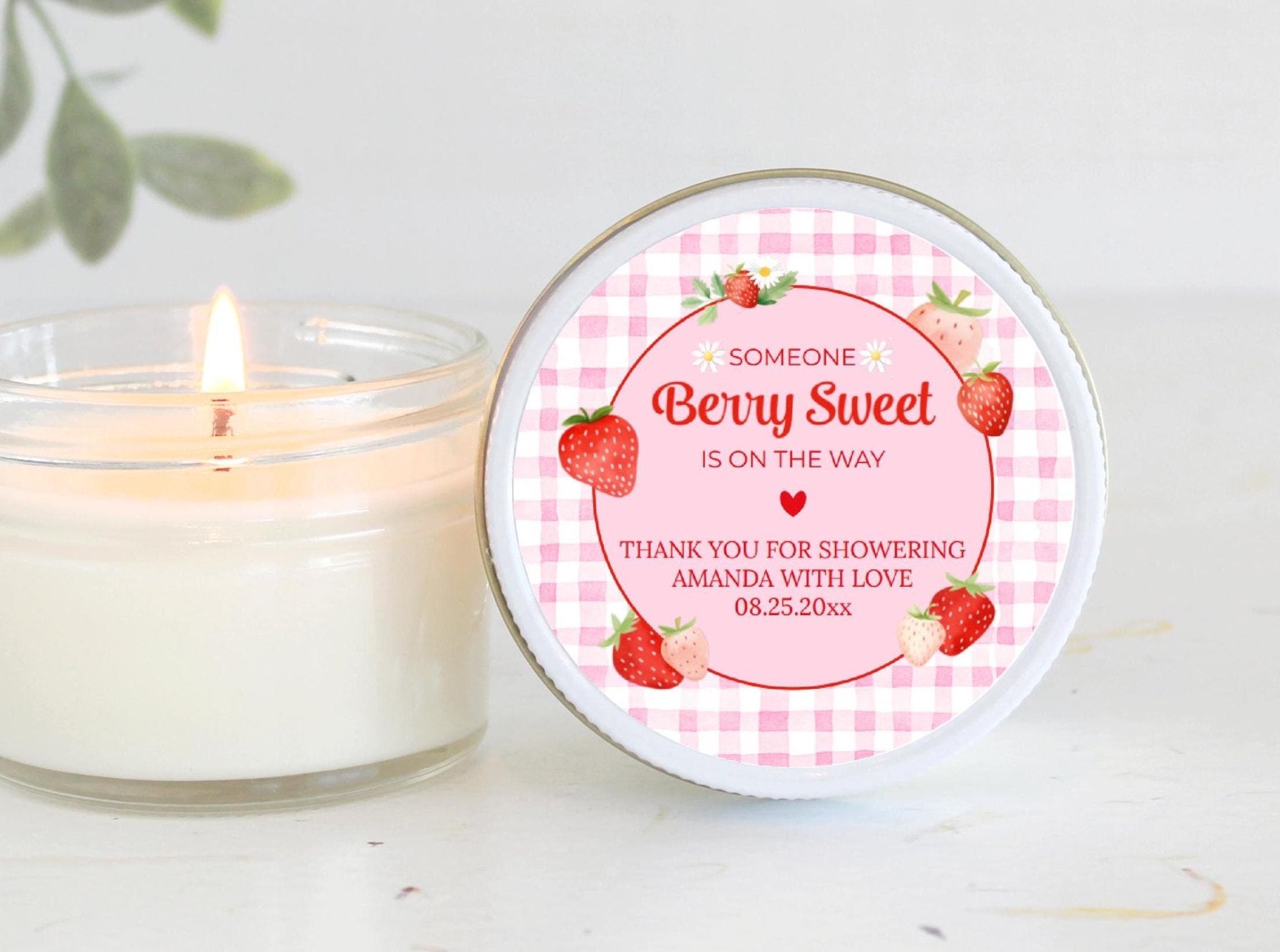 Berry Sweet Baby Shower & 1st Birthday Candle Favors / Personalized 4 oz. Soy Candle Favors / - The Dancing Wick