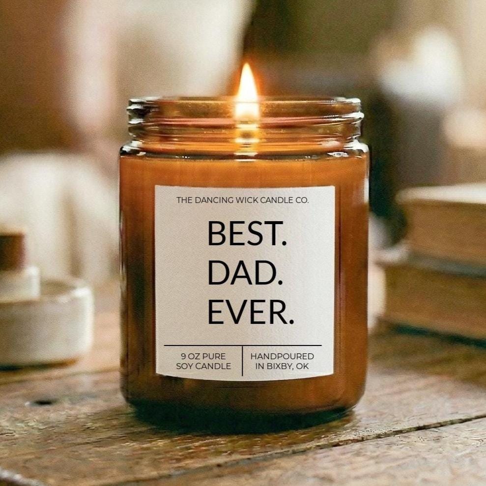 Best Dad Ever Candle Gift Amber Candle - The Dancing Wick