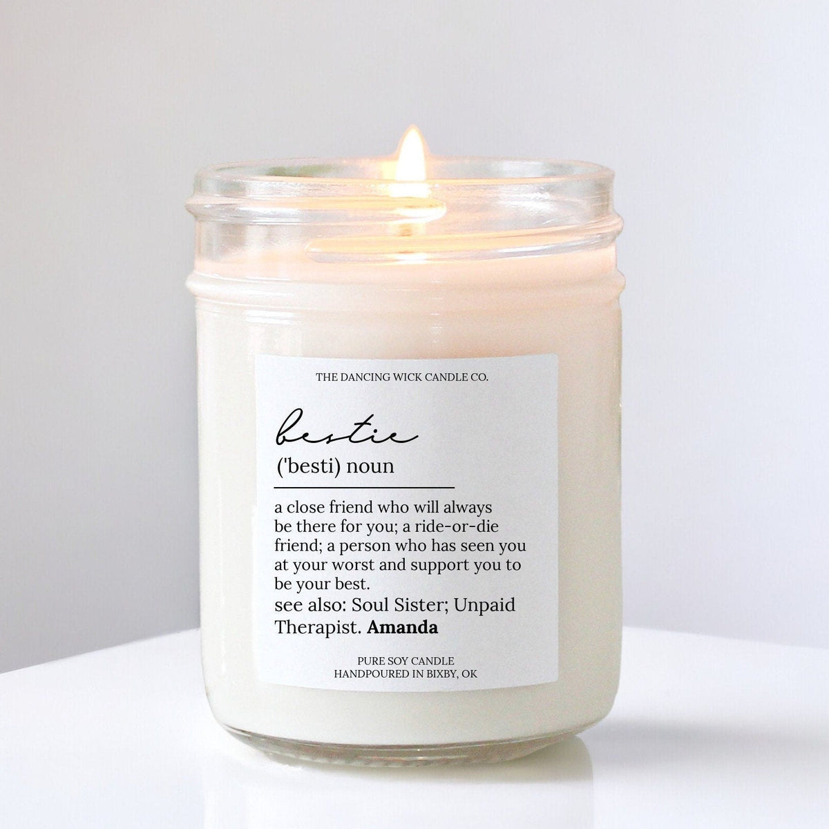 Bestie Noun Personalized Soy Candle - The Dancing Wick