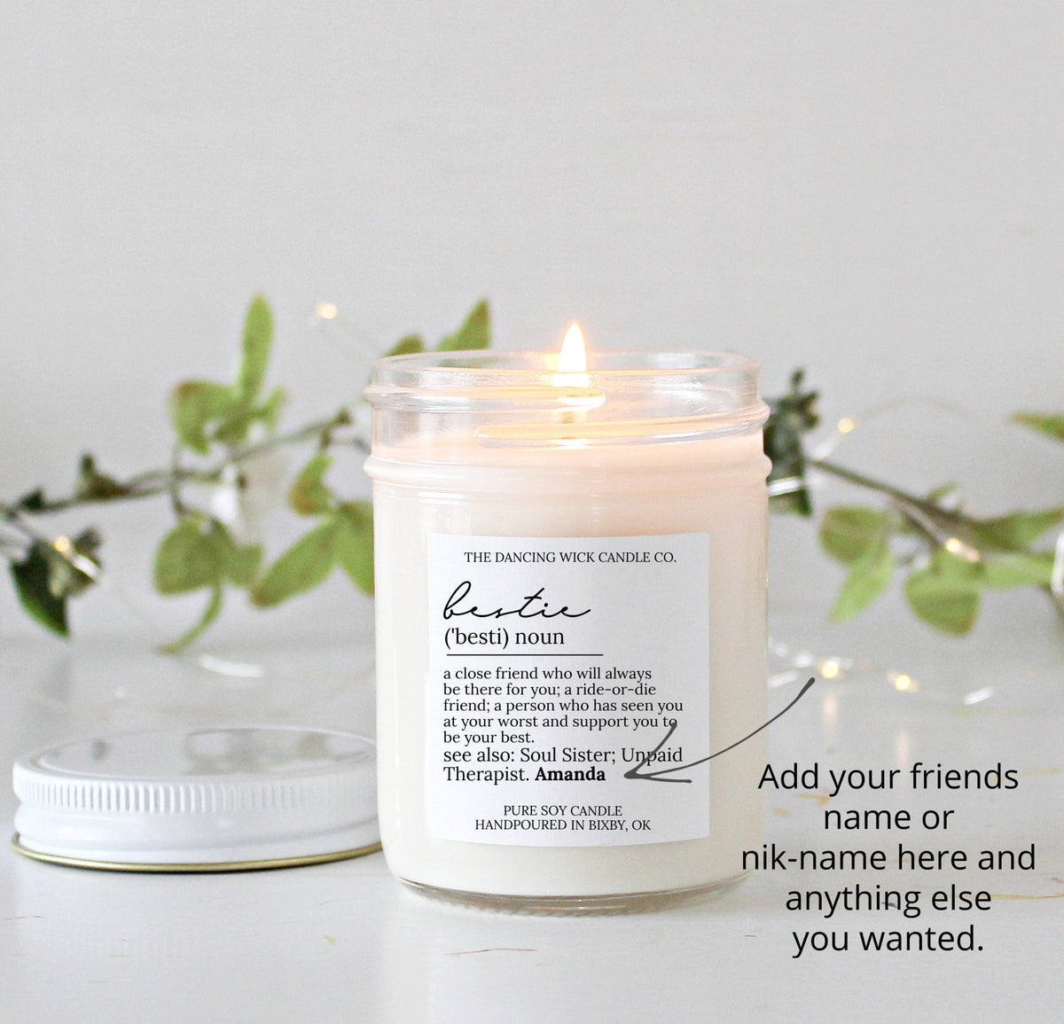 Bestie Noun Personalized Soy Candle - The Dancing Wick