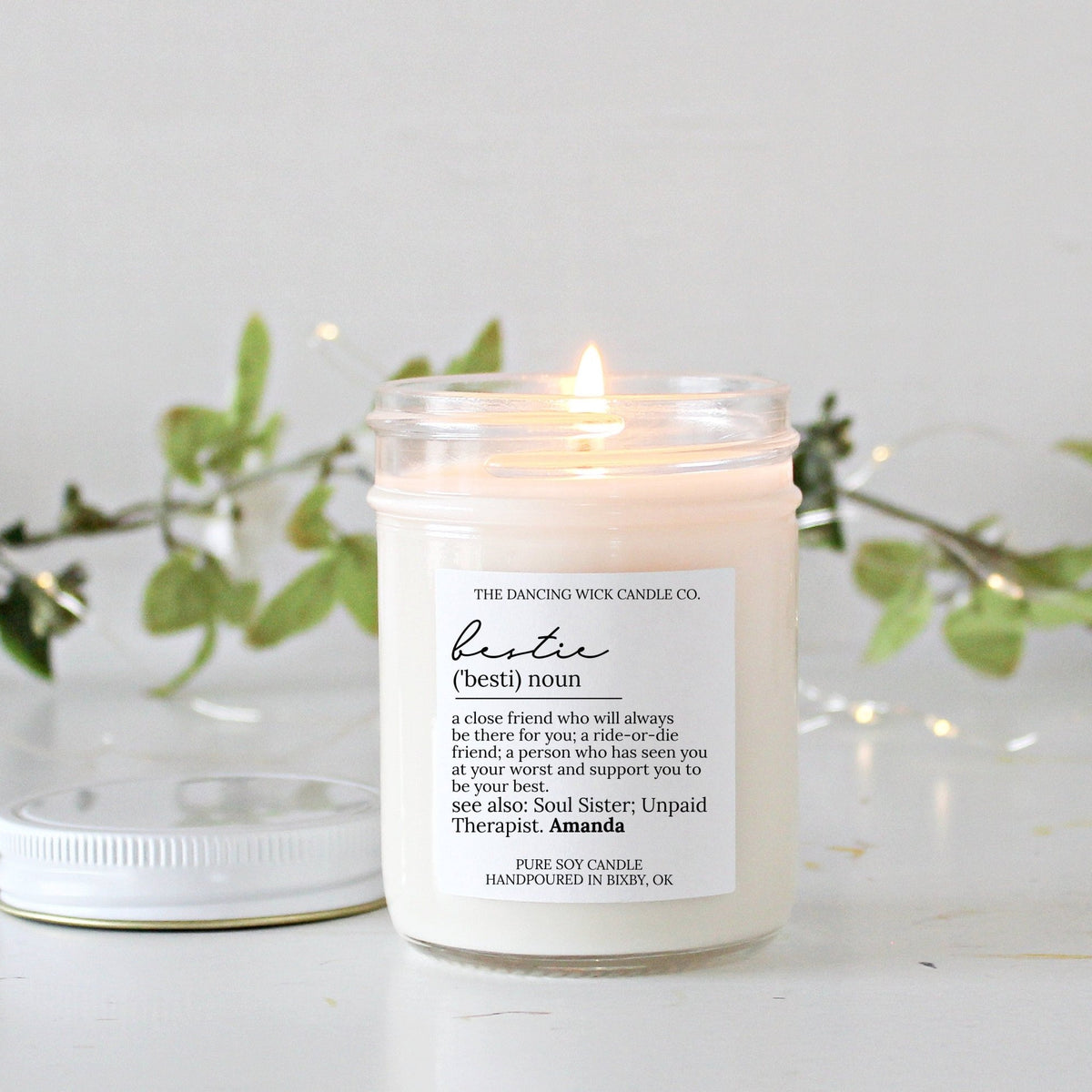 Bestie Noun Personalized Soy Candle - The Dancing Wick