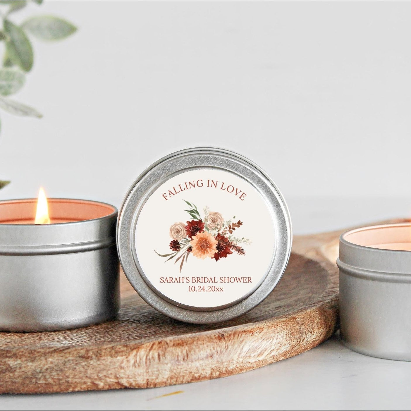 Boho Terracotta Falling in Love Favors Set of 10 Tins - The Dancing Wick