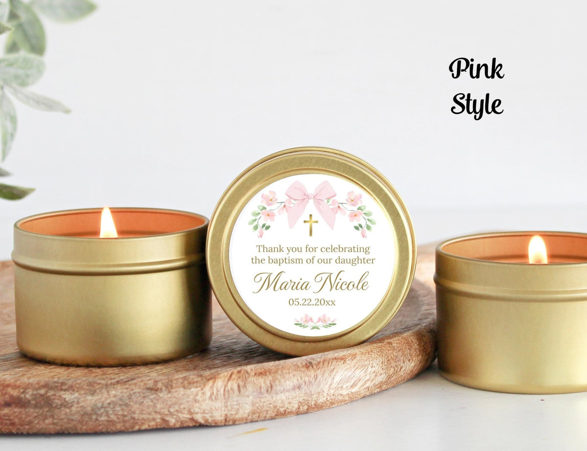 Bow & Floral Baptism Tins – Set of 10 - The Dancing Wick
