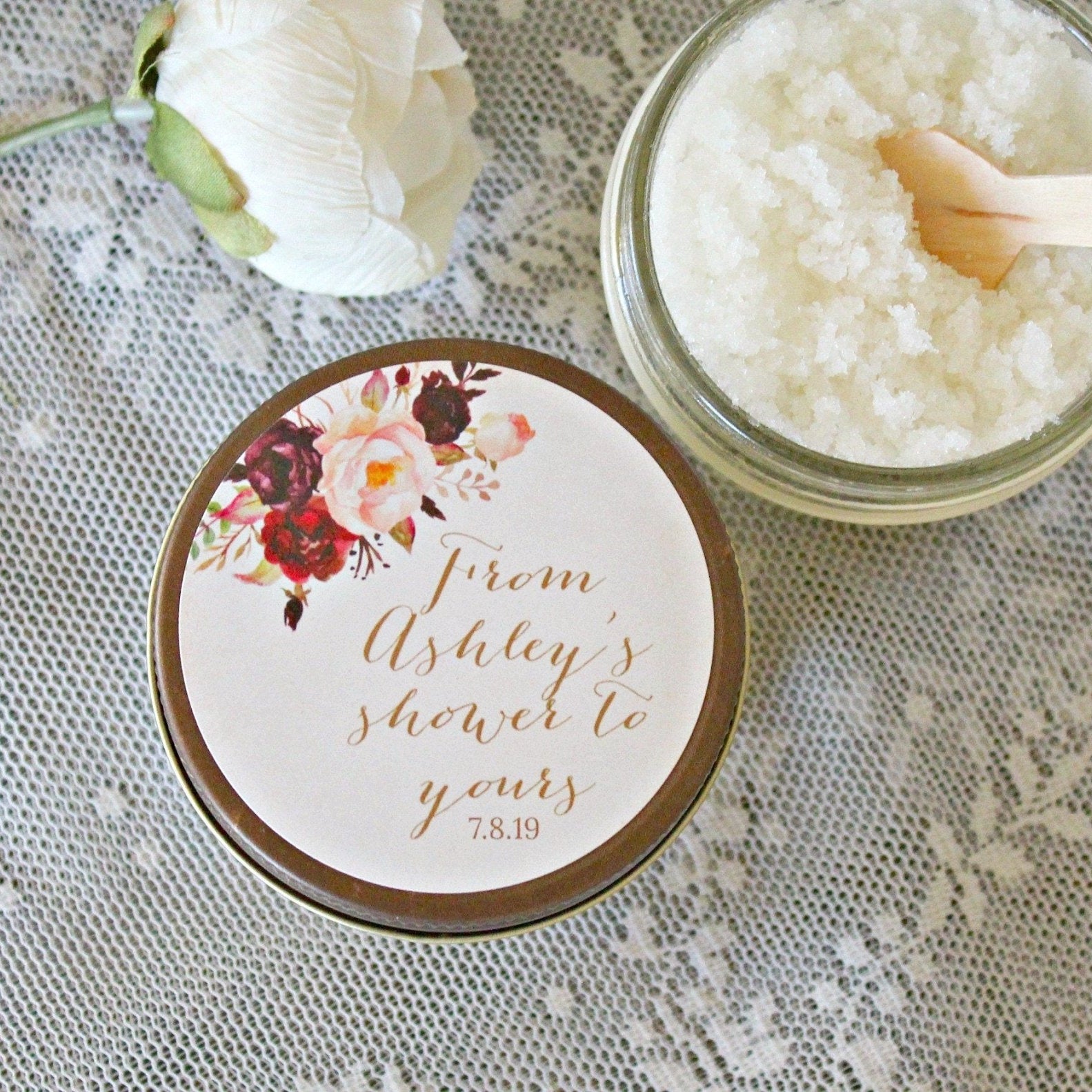 Burgundy & Blush Baby Shower Sugar Scrub - The Dancing Wick