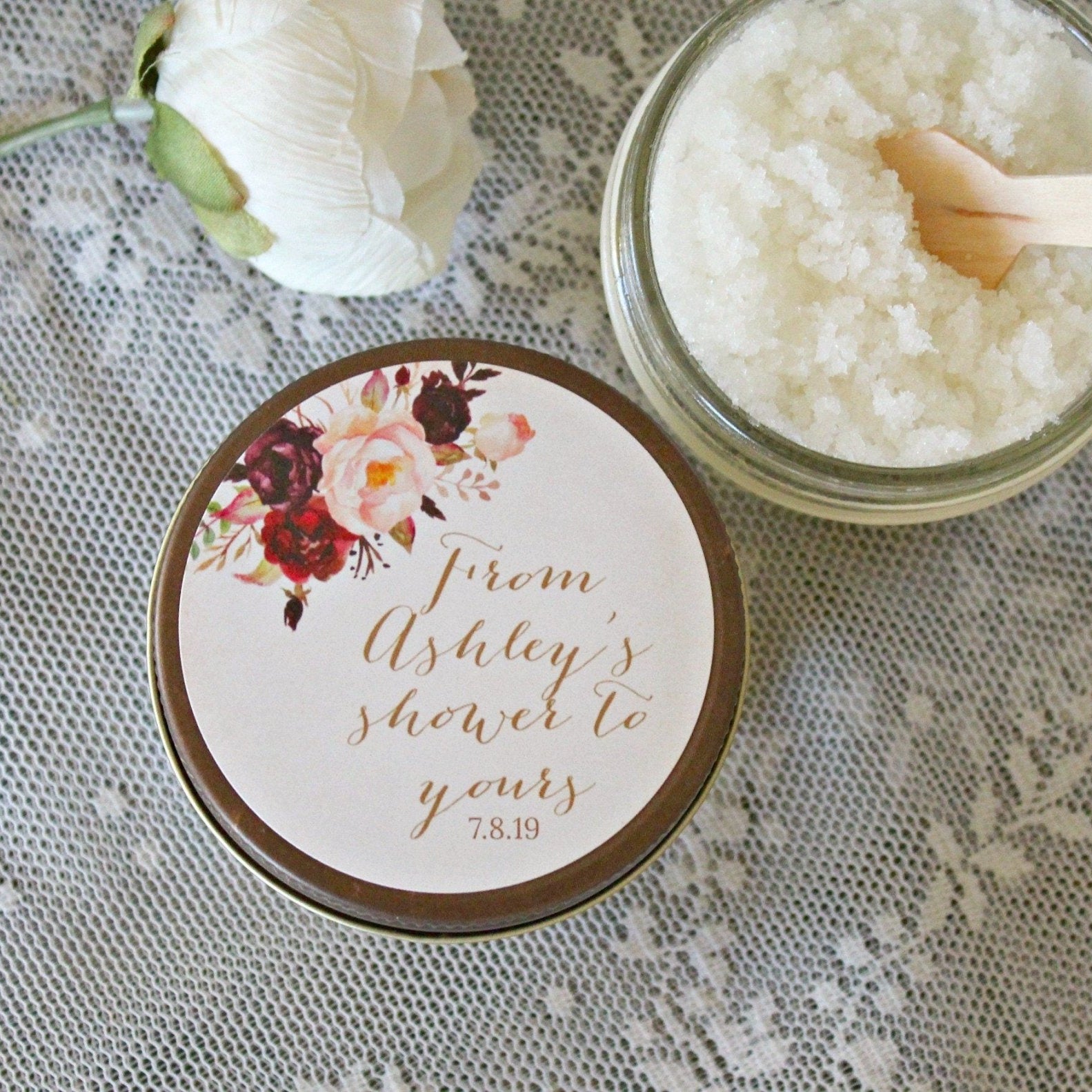 Burgundy & Blush Baby Shower Sugar Scrub - The Dancing Wick
