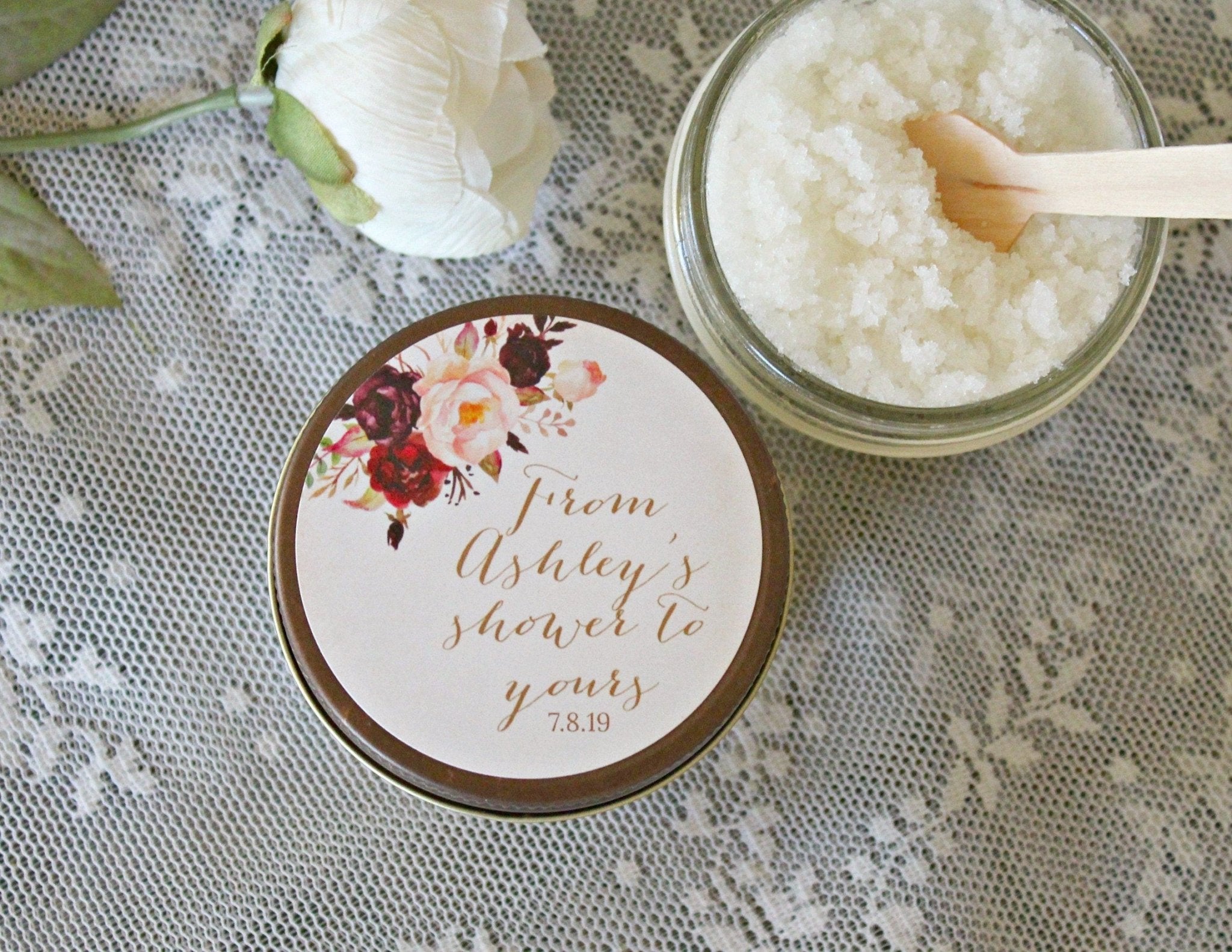 Burgundy & Blush Baby Shower Sugar Scrub - The Dancing Wick