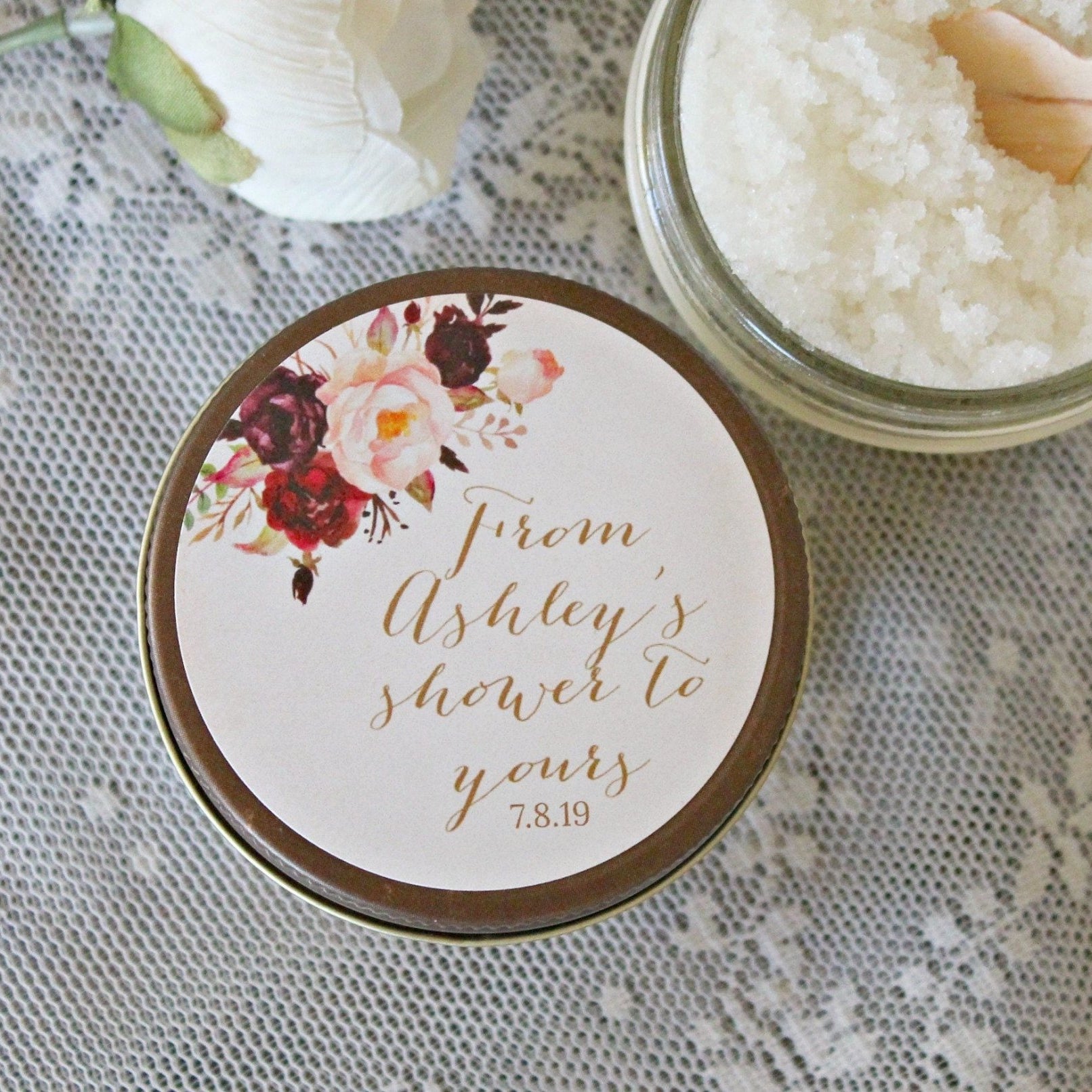 Burgundy & Blush Baby Shower Sugar Scrub - The Dancing Wick