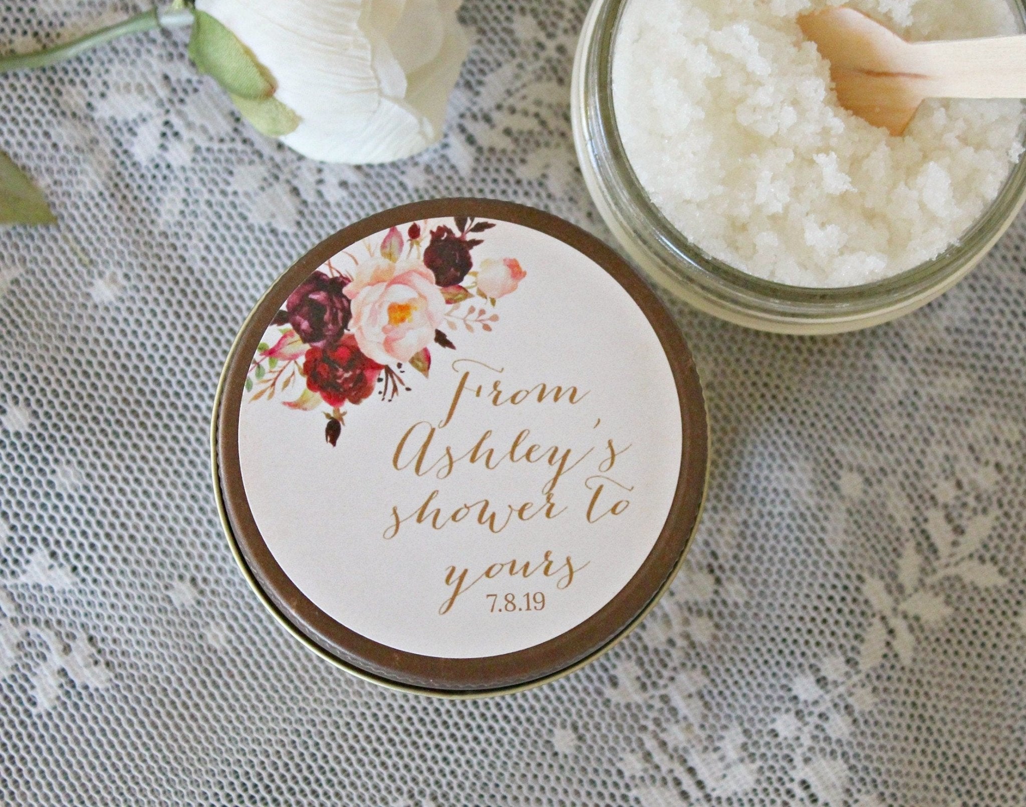 Burgundy & Blush Baby Shower Sugar Scrub - The Dancing Wick