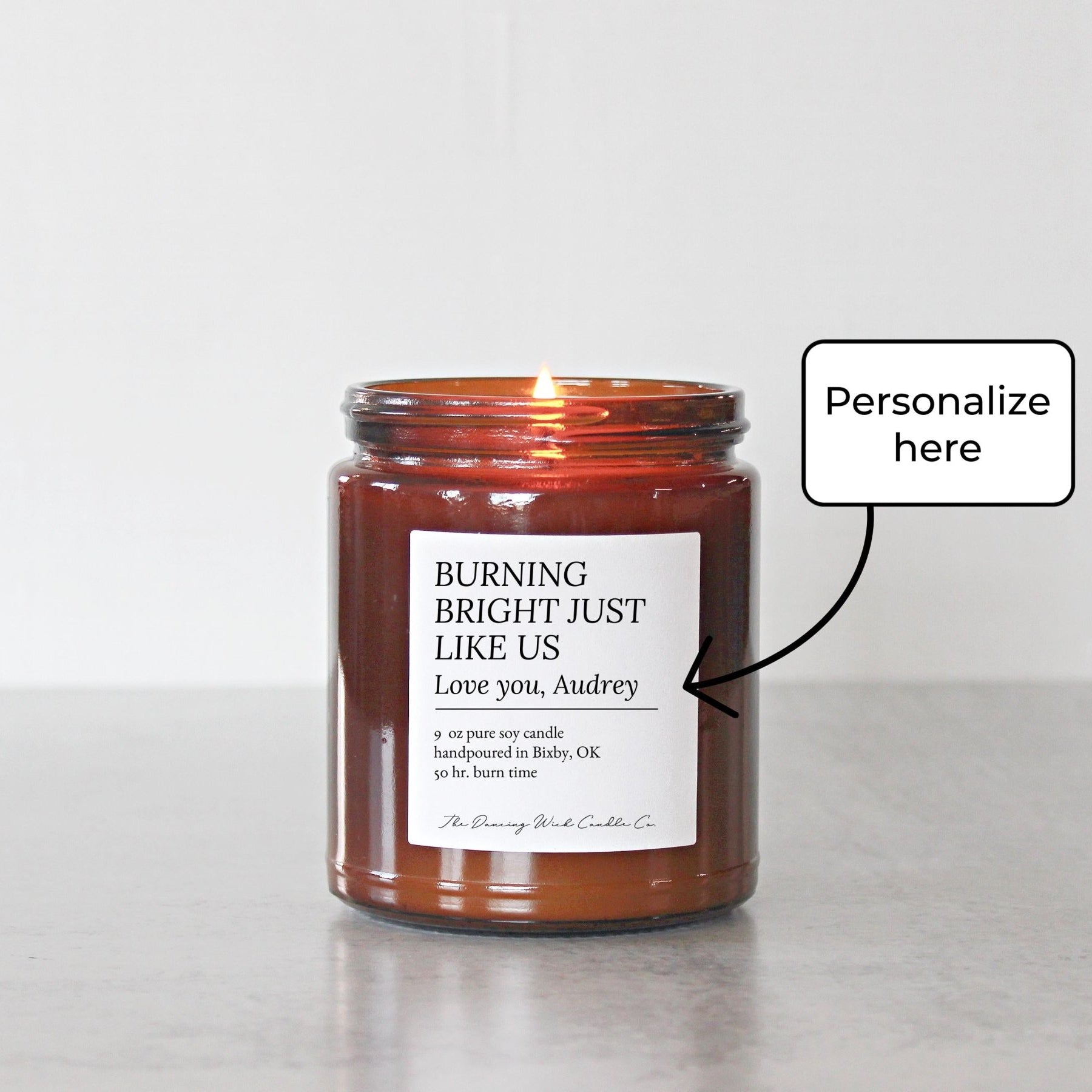 Burning Bright Just Like Us Amber Candle - The Dancing Wick