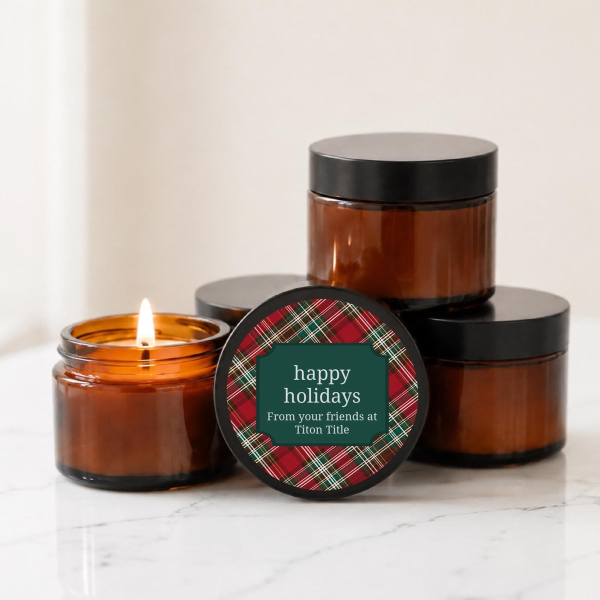 Christmas Plaid Ambers – Set of 10 - The Dancing Wick