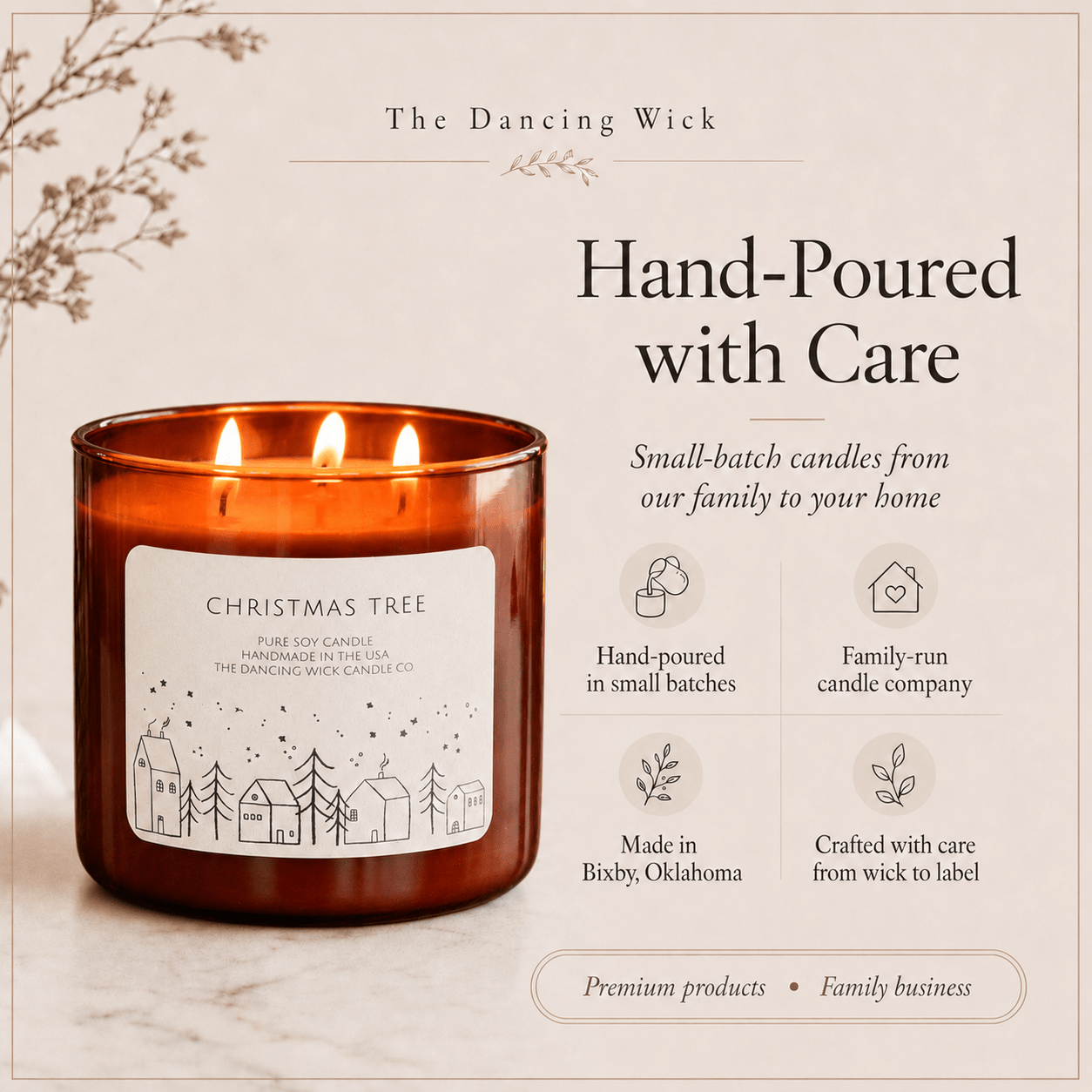 Christmas Tree - 3 Wick Christmas Tumbler Candle - The Dancing Wick