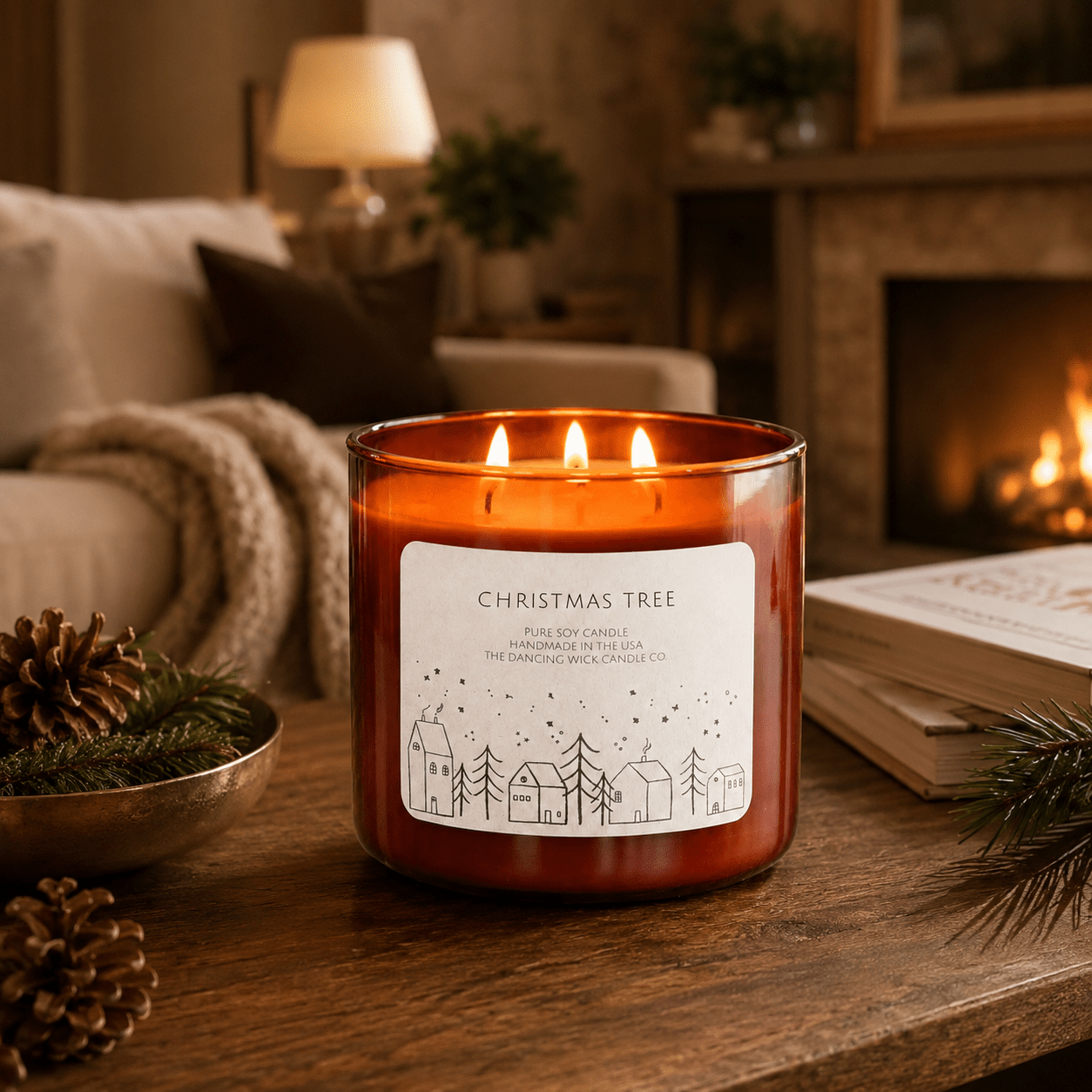 Christmas Tree - 3 Wick Christmas Tumbler Candle - The Dancing Wick