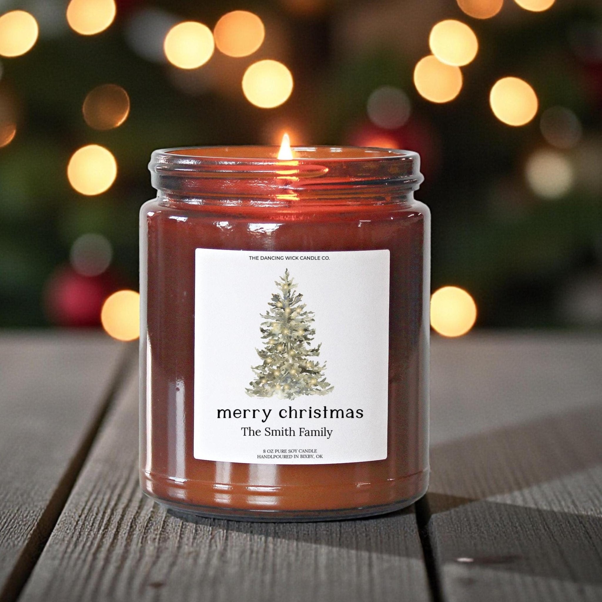 Christmas Tree Amber Jar - The Dancing Wick
