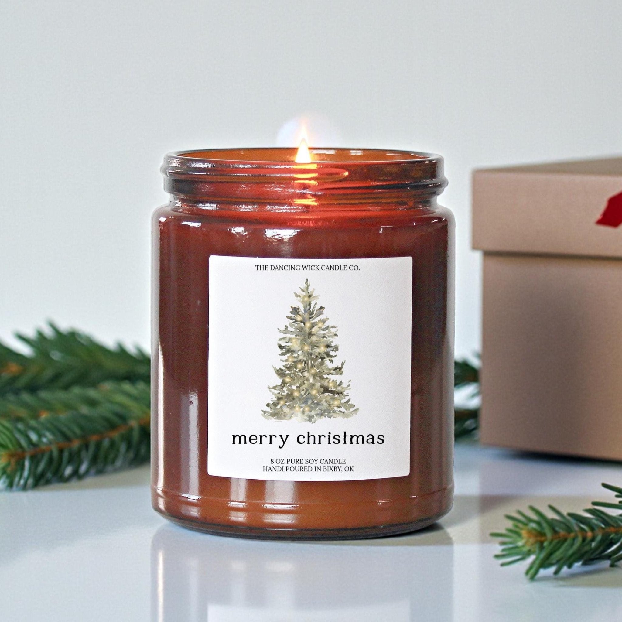 Christmas Tree Amber Jar - The Dancing Wick