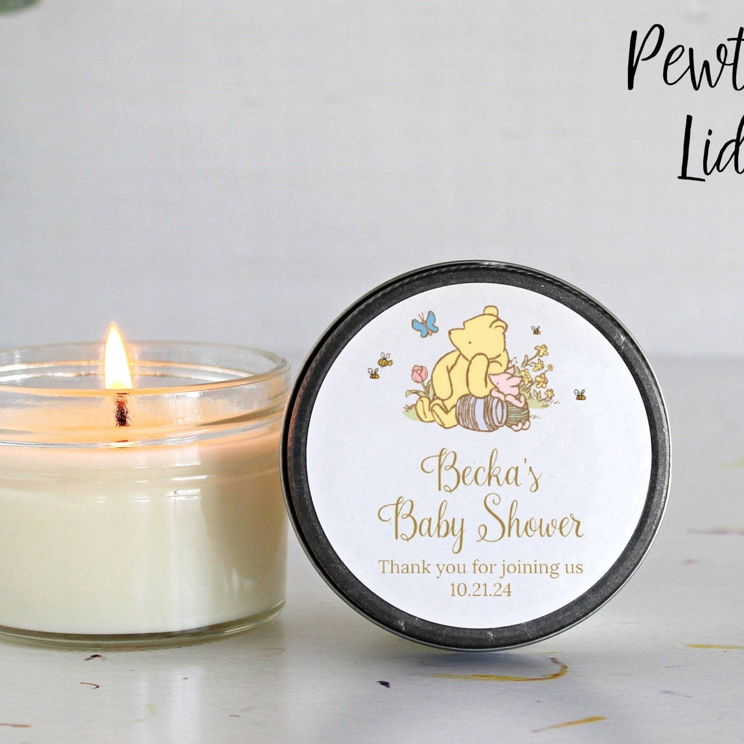 Classic Pooh Baby Shower Favors - The Dancing Wick