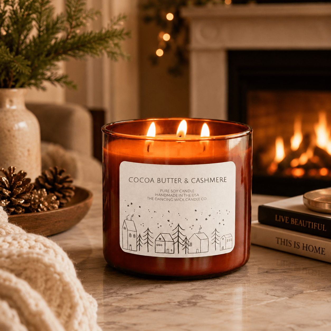 Cocoa Butter & Cashmere - 3 Wick Christmas Tumbler Candle - The Dancing Wick