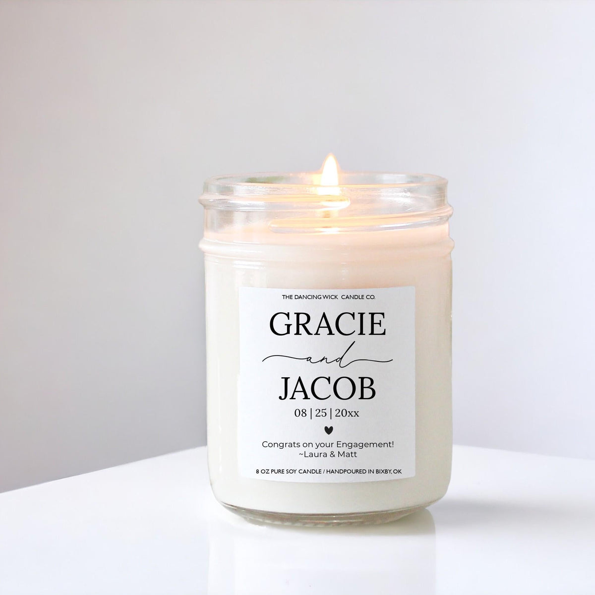 Couple's Names & Date Keepsake Candle - The Dancing Wick