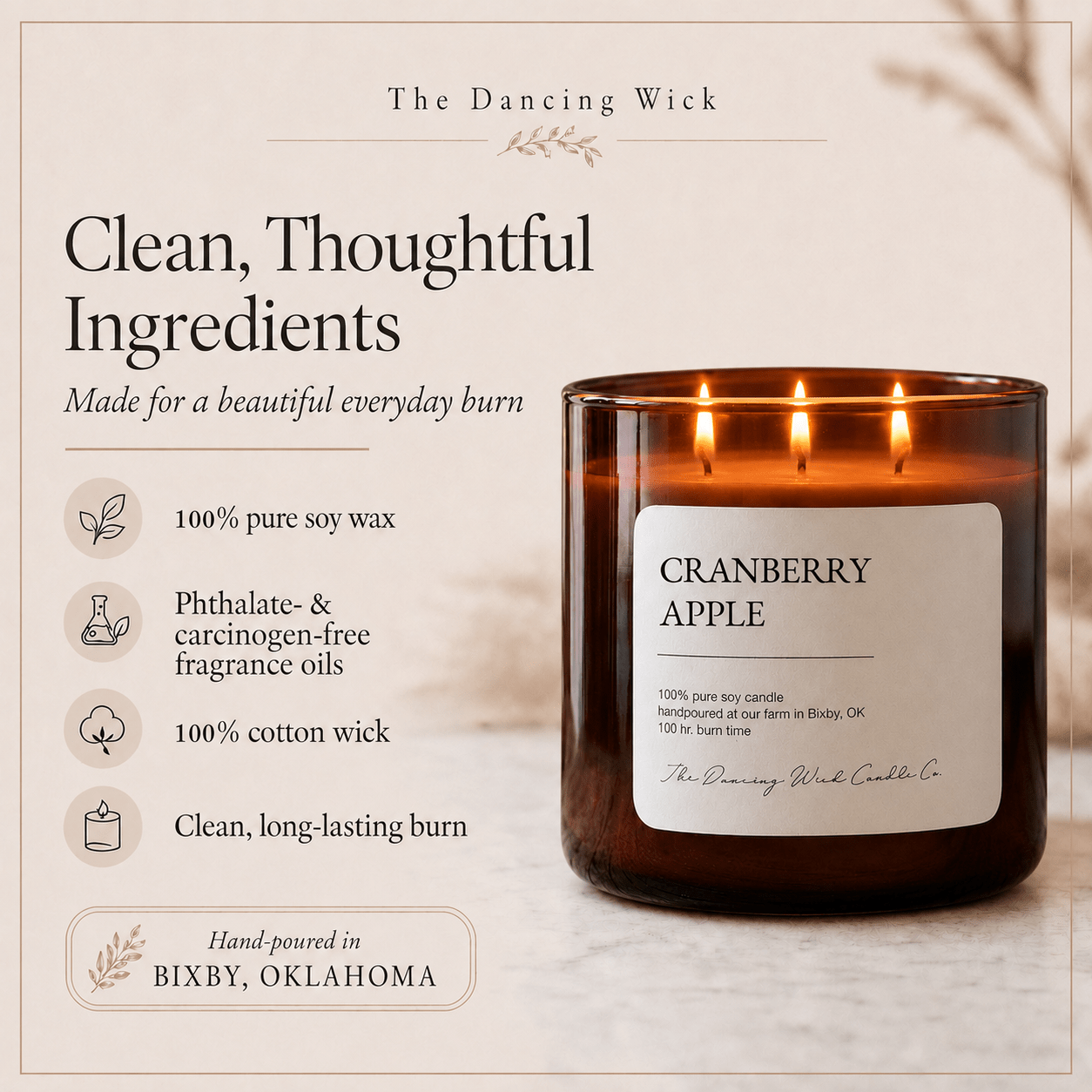 Cranberry Apple - 3 Wick Everyday Tumbler Candle - The Dancing Wick
