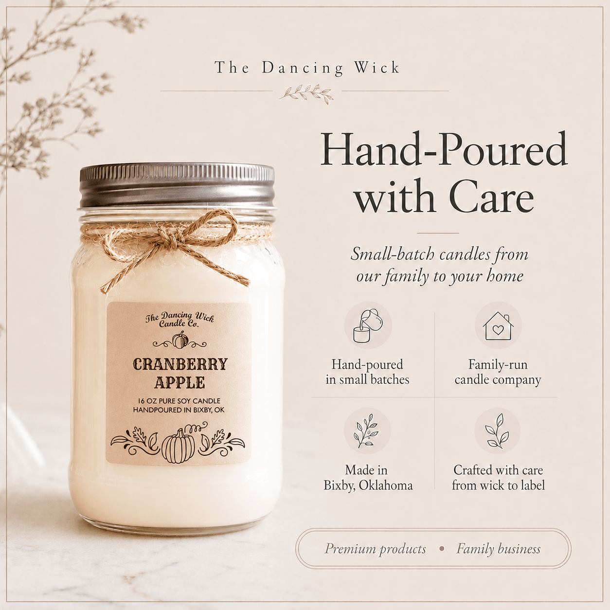 Cranberry Apple - Fall Candle - The Dancing Wick