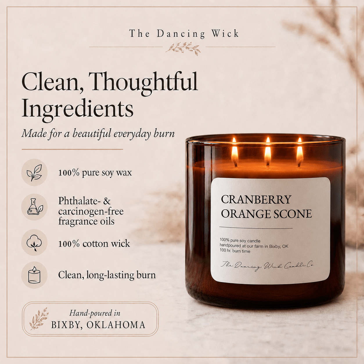 Cranberry & Orange Scone - 3 Wick Everyday Tumbler Candle - The Dancing Wick