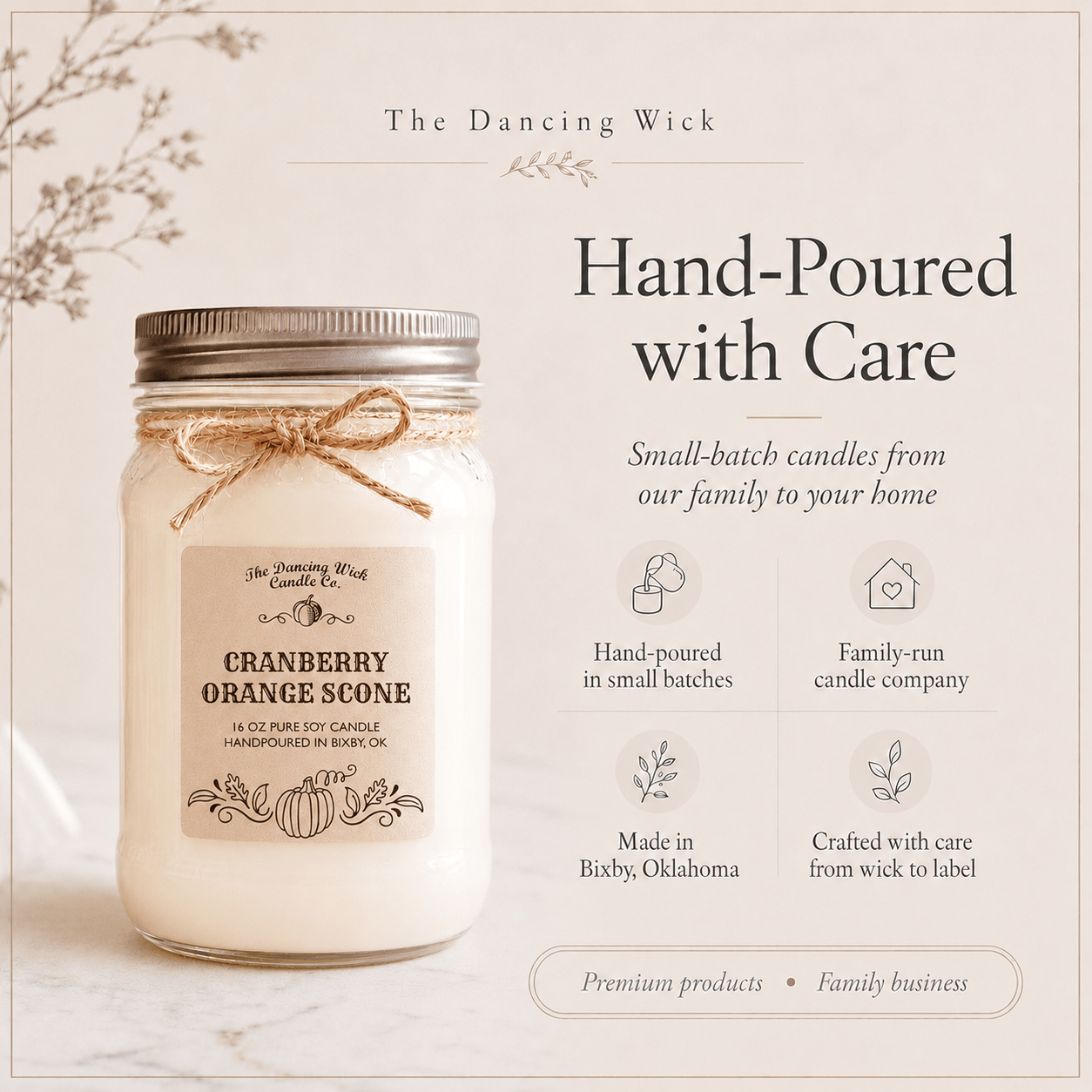 Cranberry & Orange Scone - Fall Candle - The Dancing Wick
