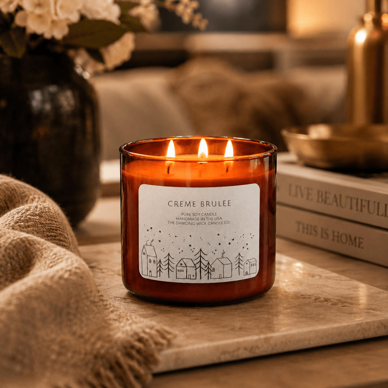 Creme Brulee - 3 Wick Christmas Tumbler Candle - The Dancing Wick