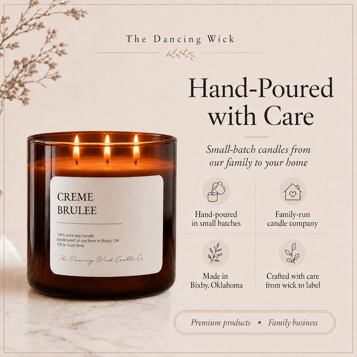 Creme Brulee - 3 Wick Everyday Tumbler Candle - The Dancing Wick