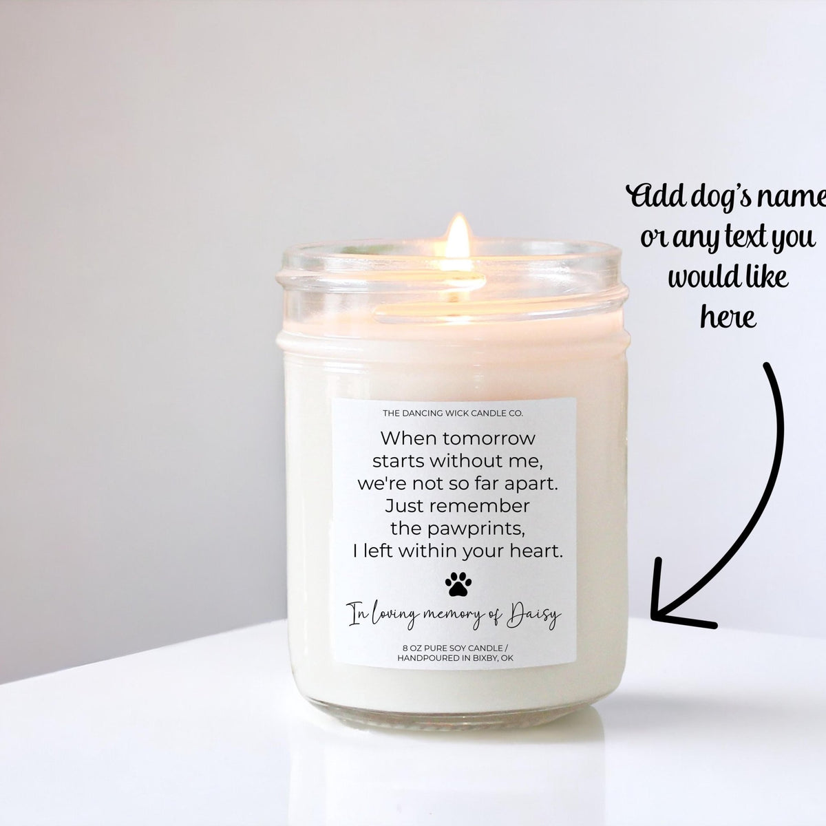 Dog Memorial Candle with Poem - The Dancing Wick
