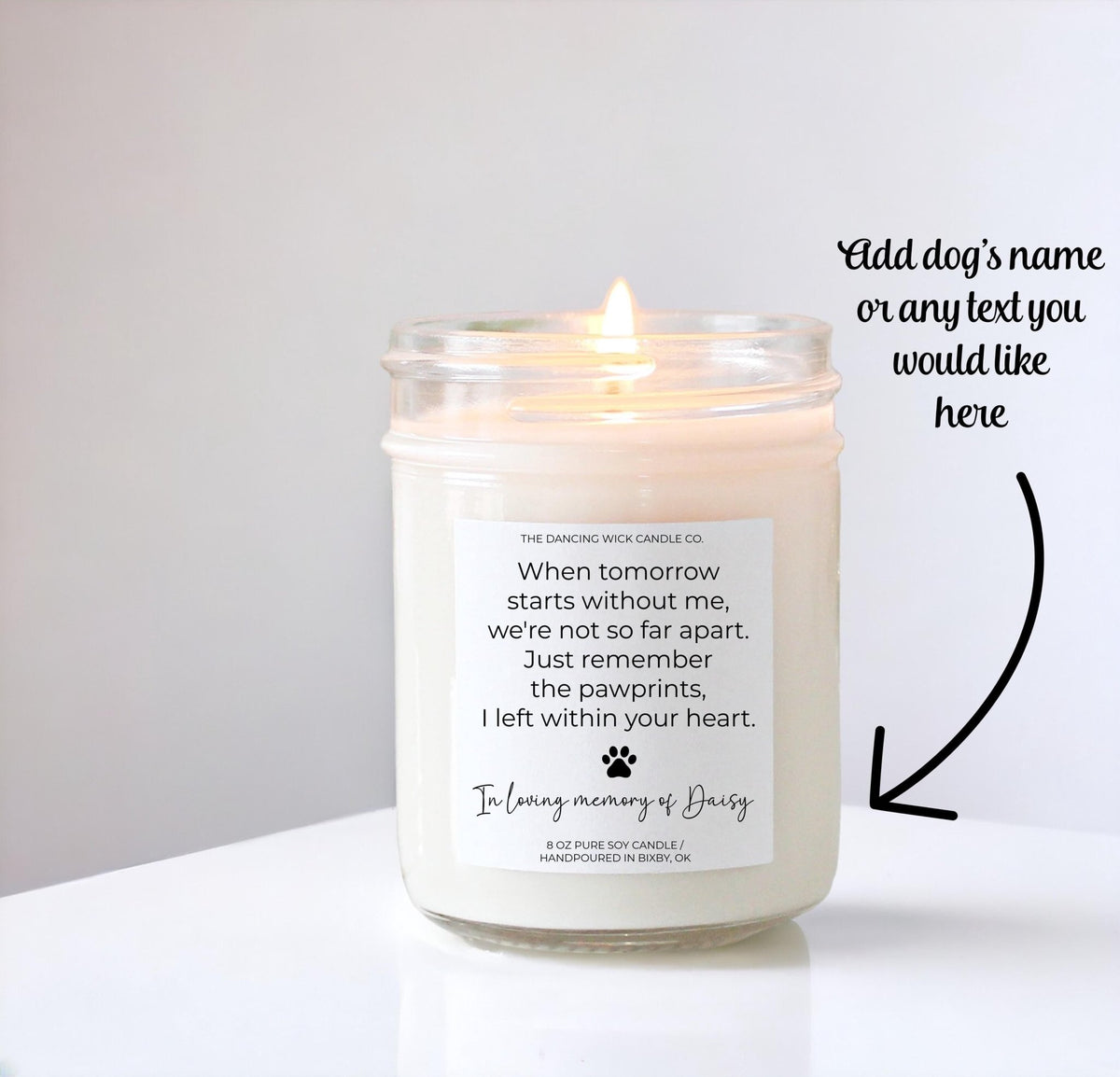 Dog Memorial Candle with Poem - The Dancing Wick