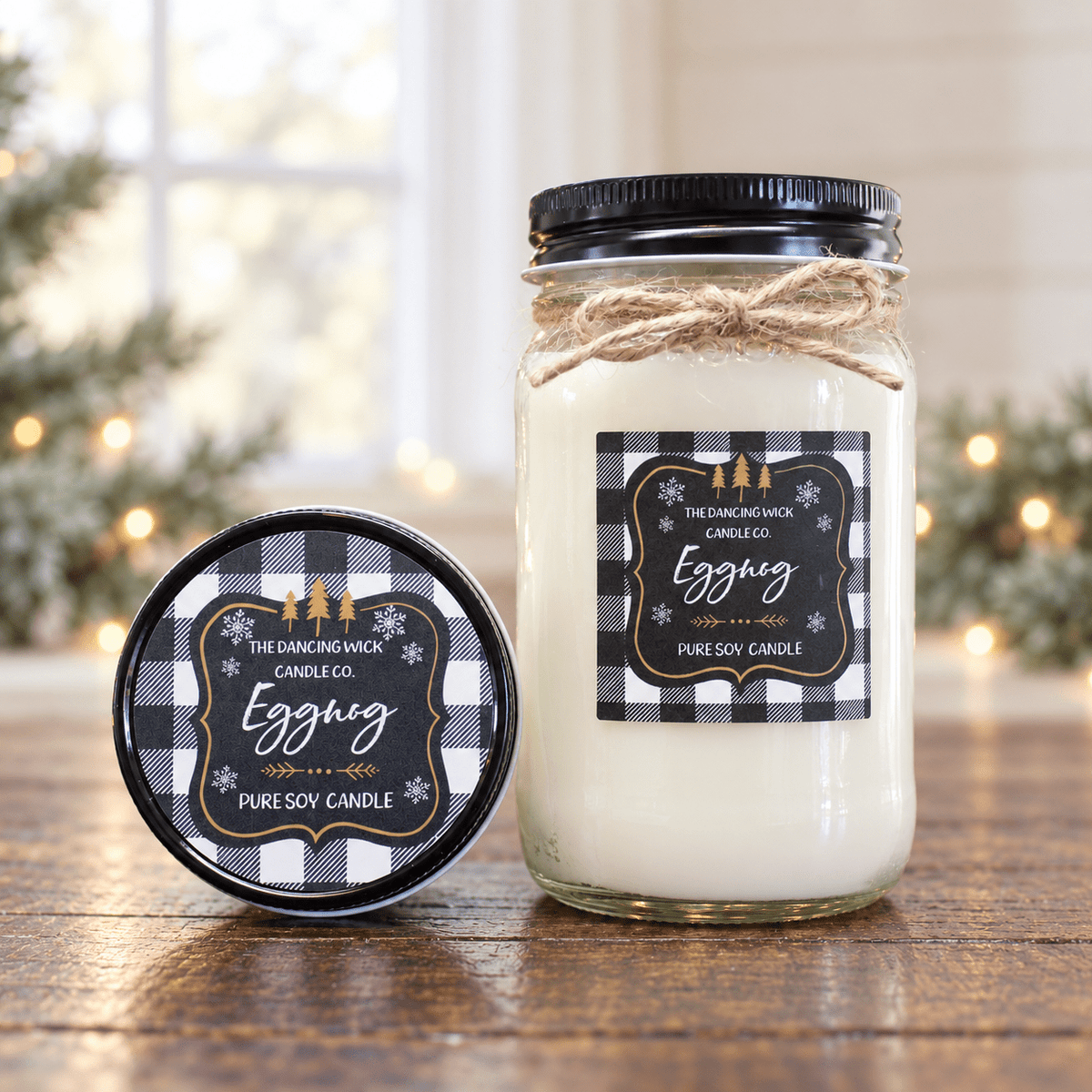 Egg Nog Buffalo Plaid Candle - The Dancing Wick