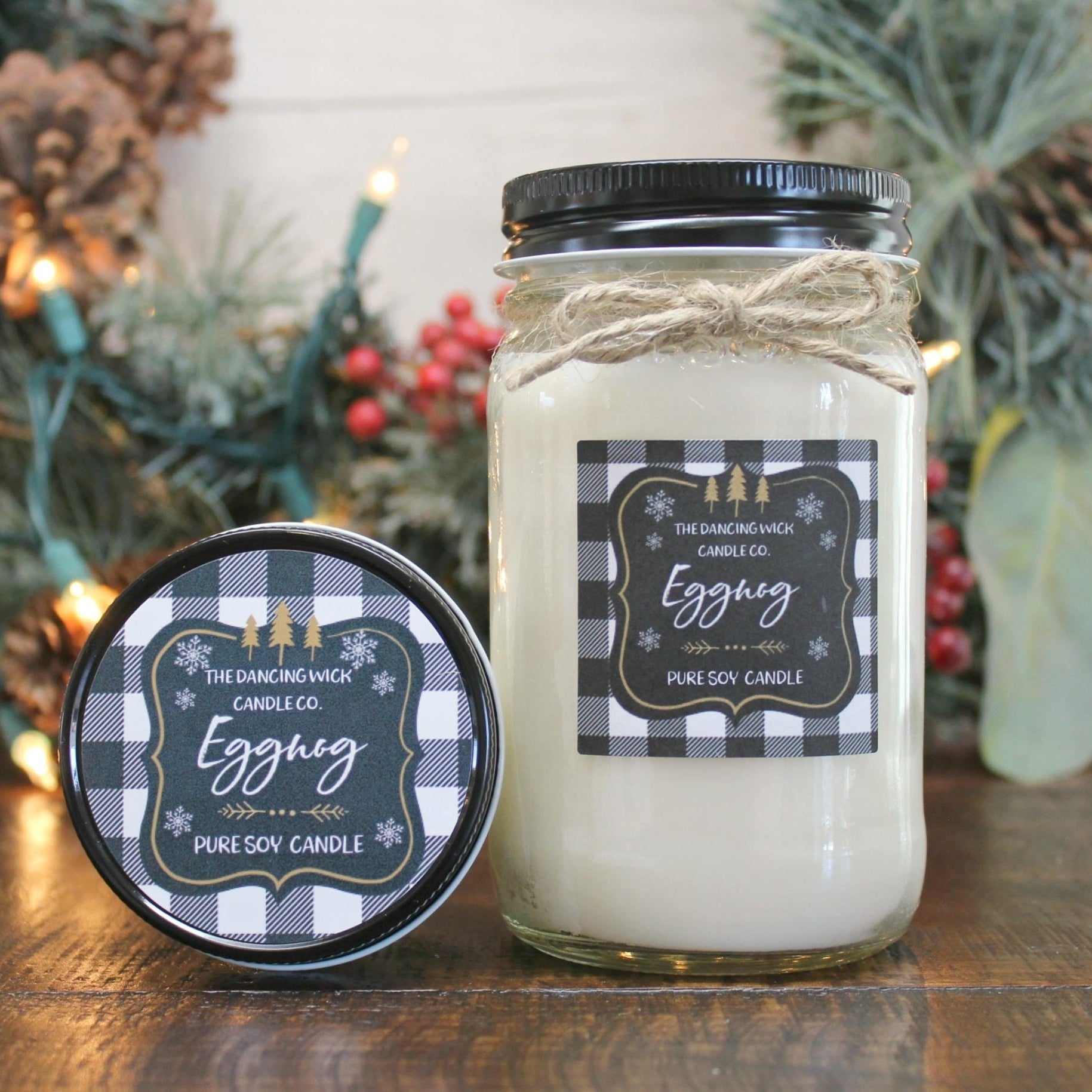 Egg Nog Buffalo Plaid Candle - The Dancing Wick